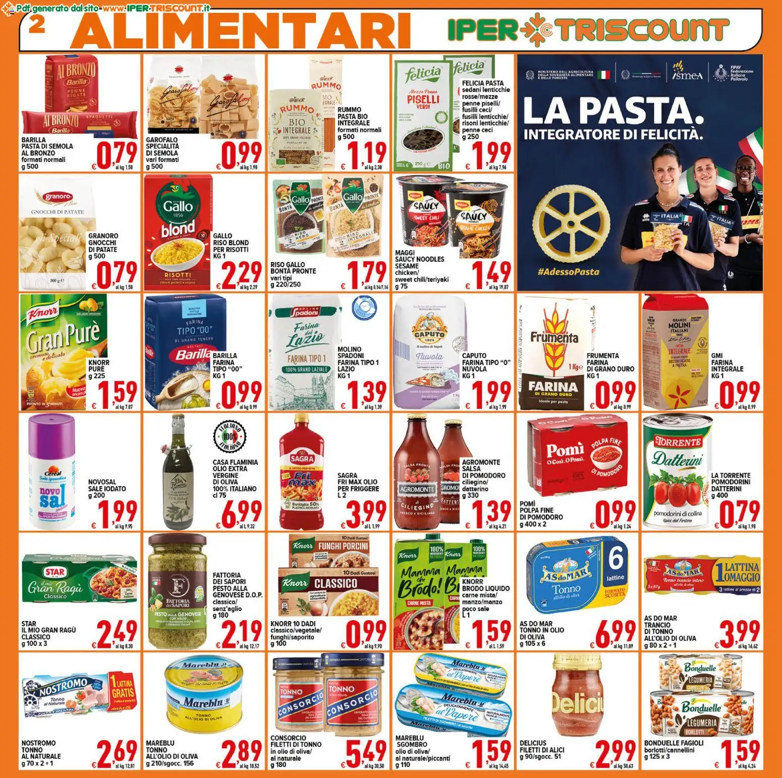 Volantino Ipertriscount del 29.10.2025 | Pagina: 2 | Prodotti: Funghi, Fusilli, Sgombro, Bottiglia