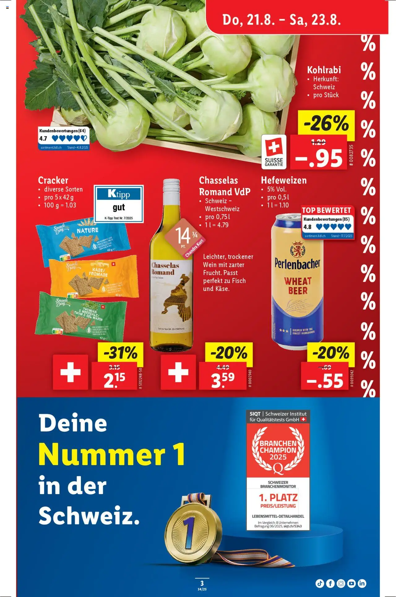 Lidl Aktionen ab 21.08.2025 | Seite: 3 | Produkte: Wein, Fisch, Top