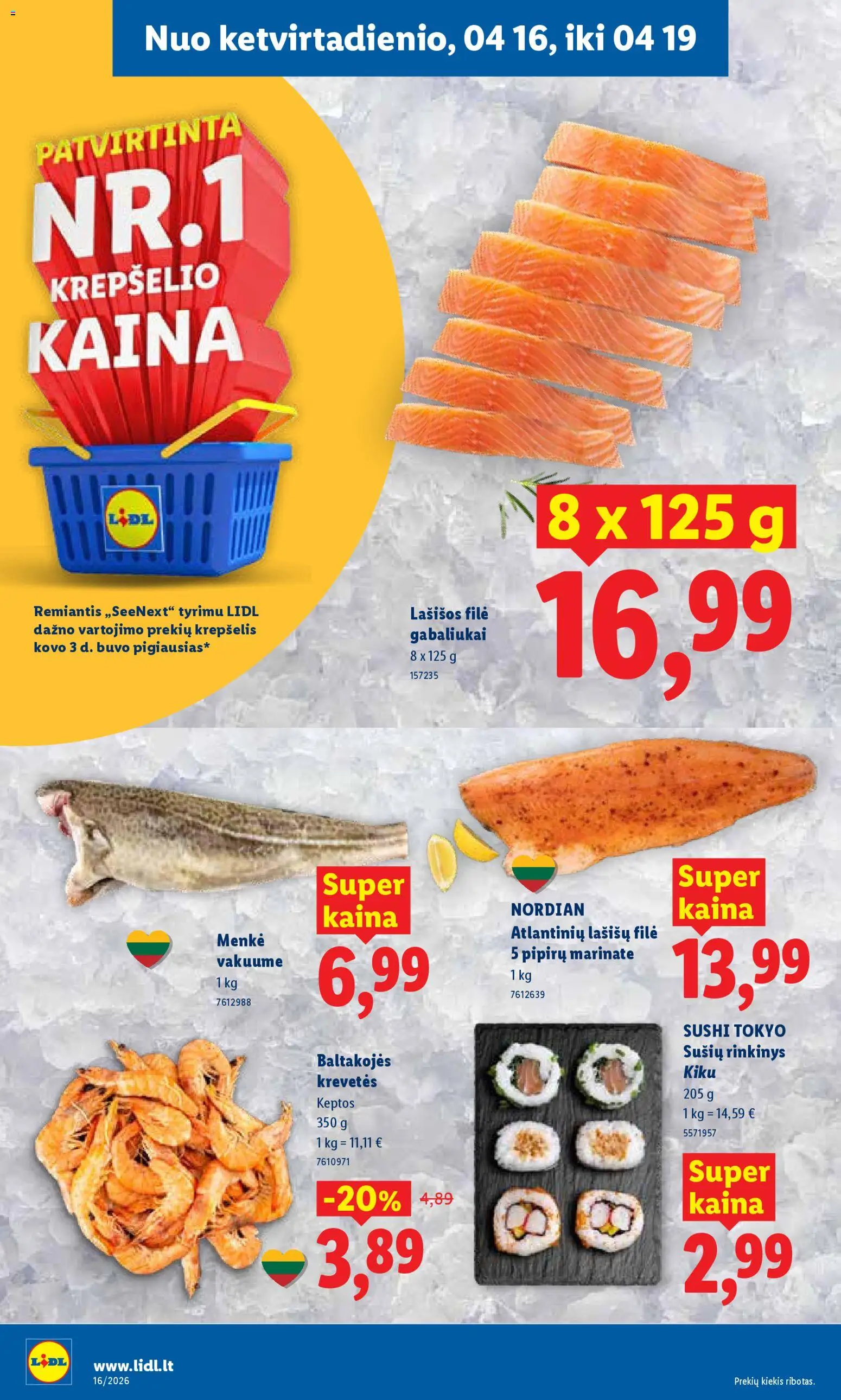 LIDL akcijos nuo 13.04.2026 | Puslapis: 42 | Prekių: Lašišos, Krepšelis