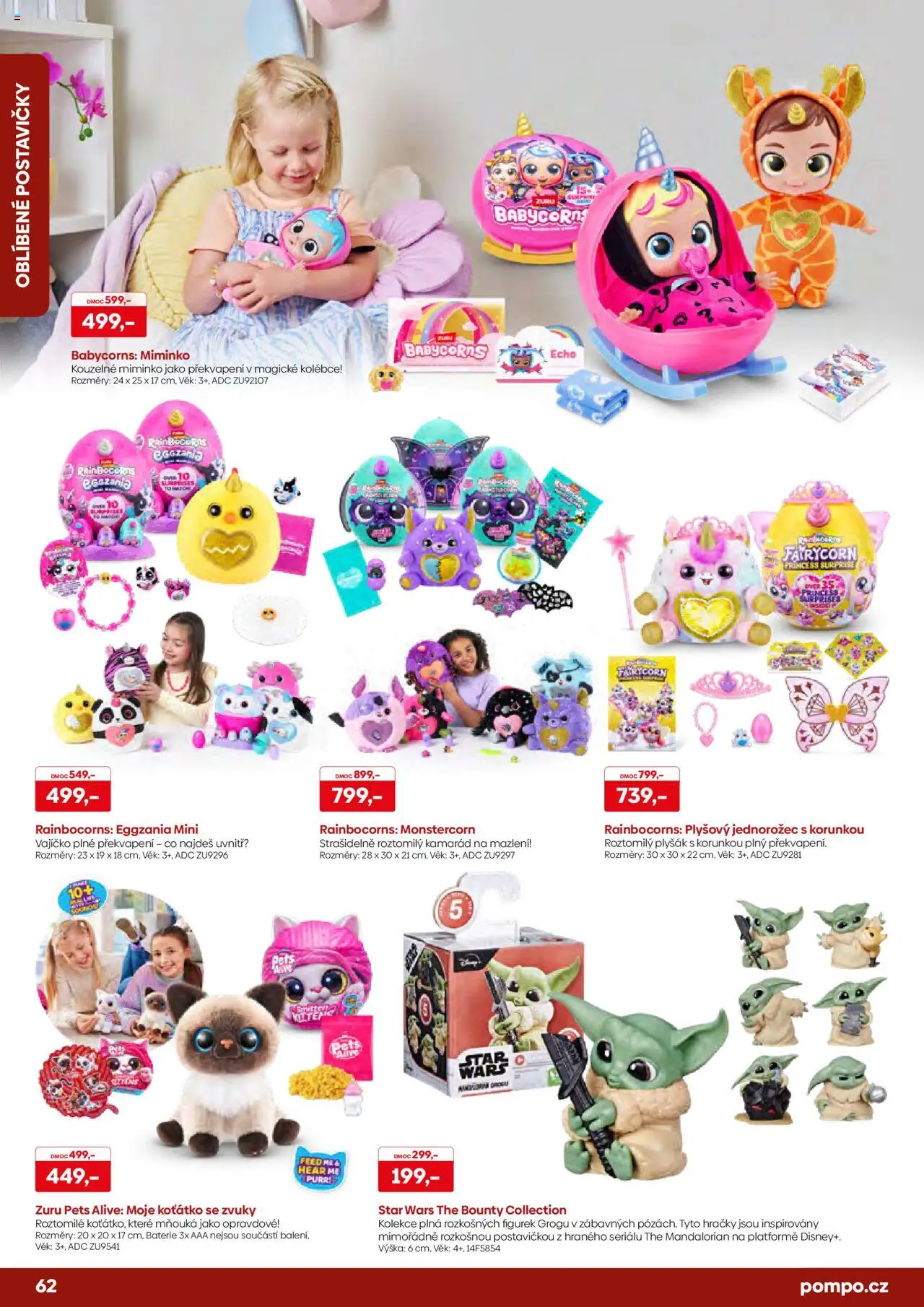 POMPO katalog Vánoce 2025 od 16.10.2025 | Strana: 62 | Produkty: Rainbocorns, Hračky, Baterie, Plyšák