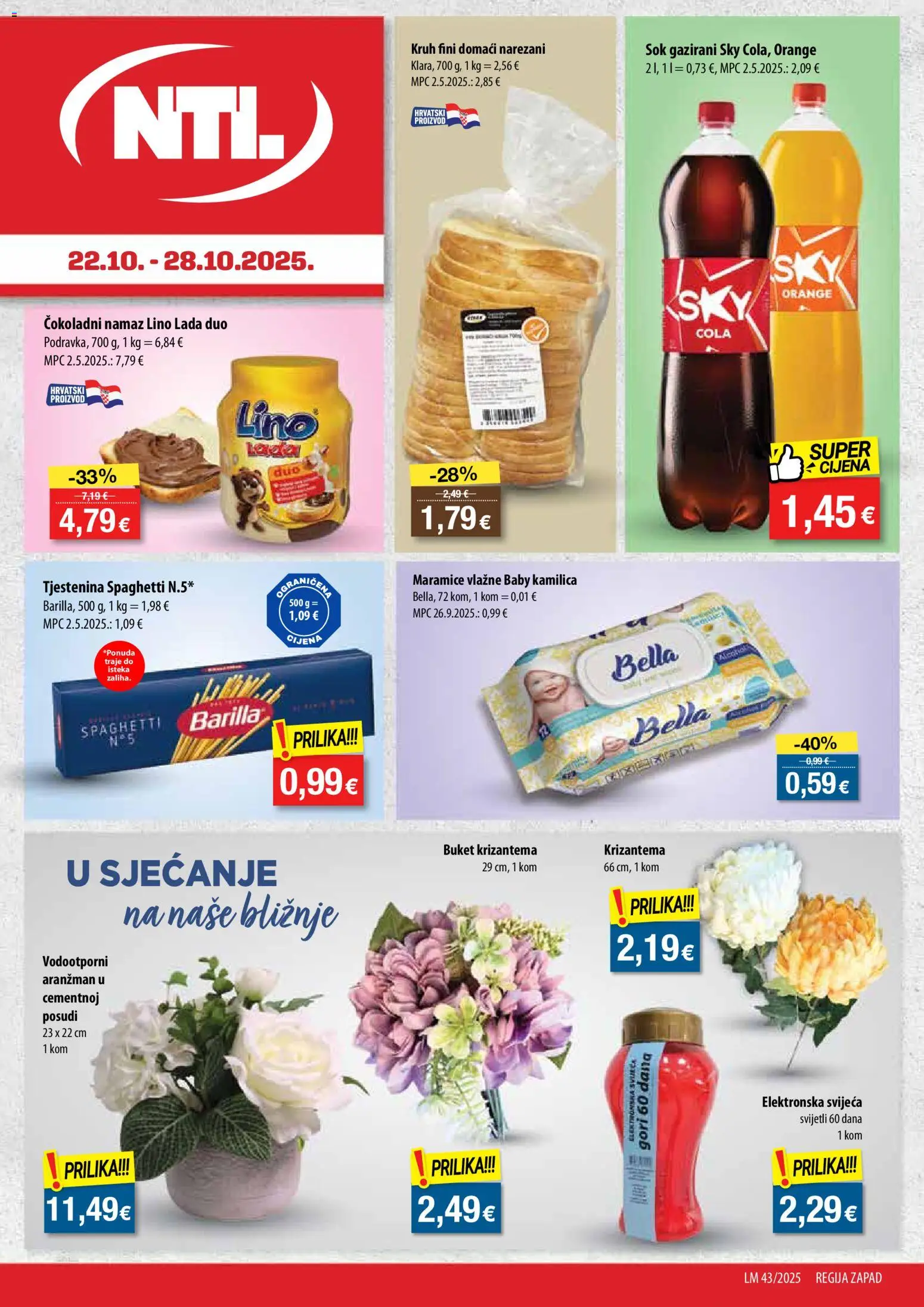 NTL katalog | vrijedi od 22.10.2025 | Stranica: 1 | Proizvodi: Lino Lada, Kruh, Tjestenina, Barilla