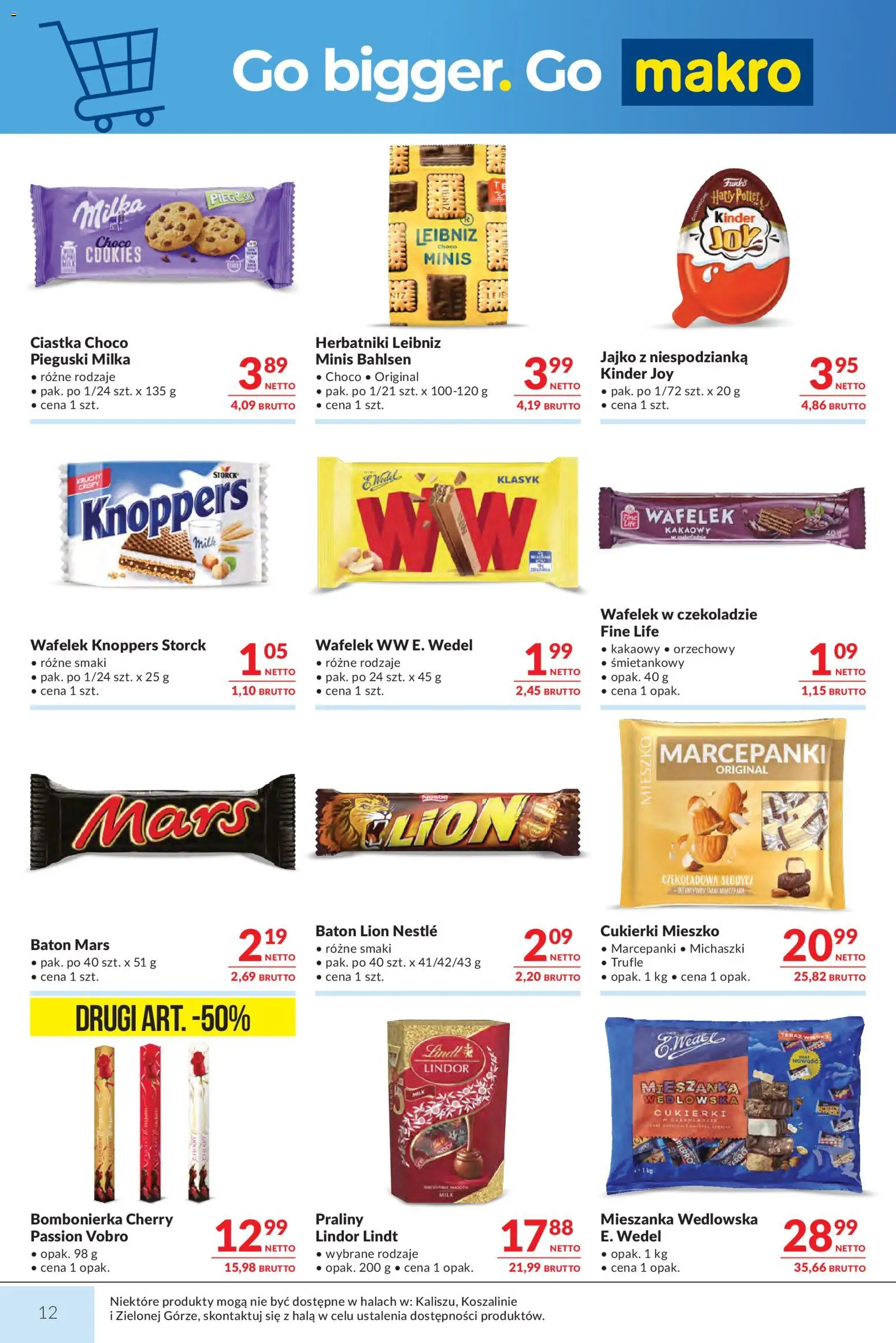 Makro Gazetka od 17.02.2026 | Strona: 12 | Produkty: Knoppers, Praliny, Kinder Joy, Cukierki