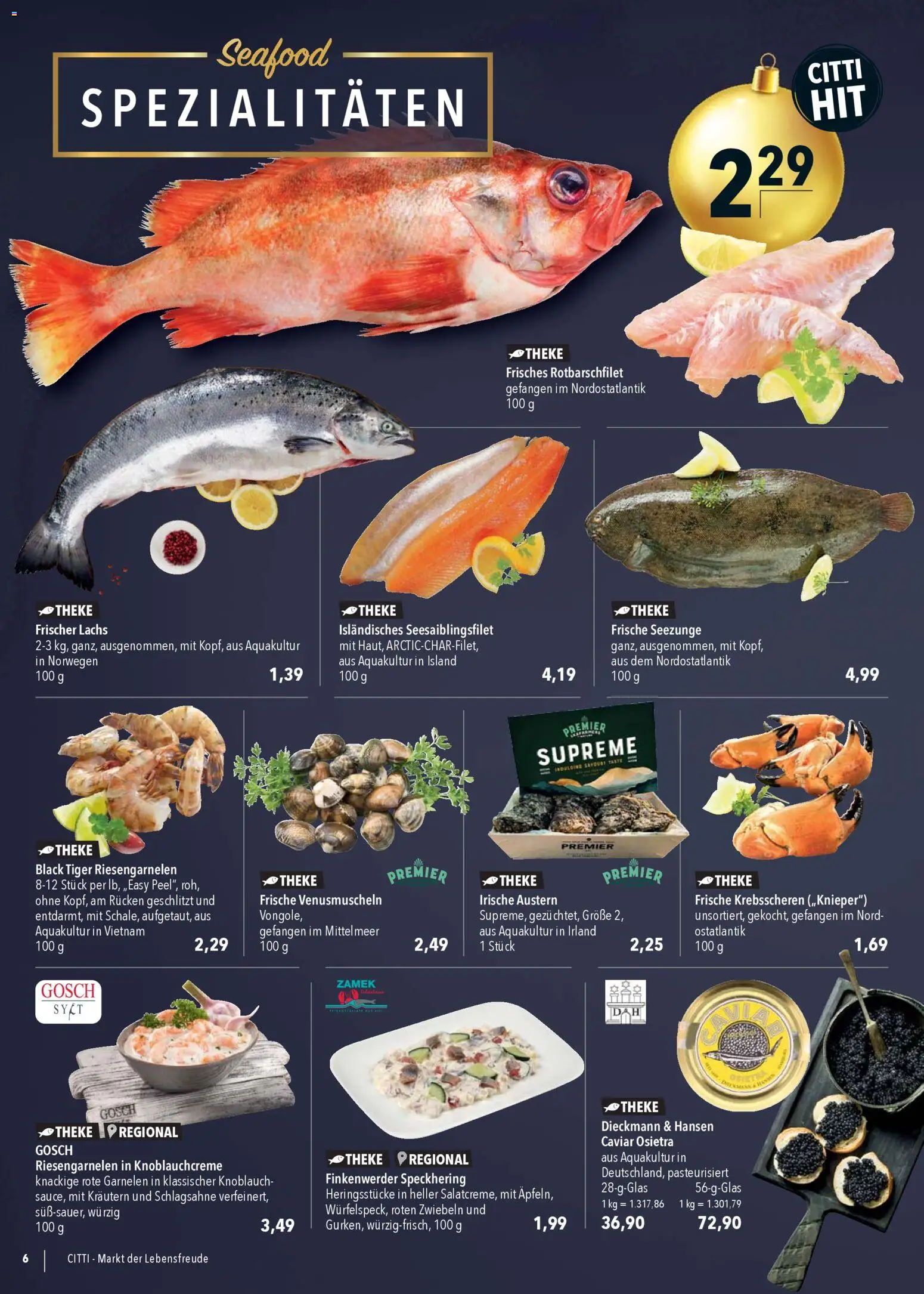 CITTI Markt Prospekt 	 – gültig ab 03.12.2025 | Seite: 6 | Produkte: Schlagsahne, Theke, Lachs, Knoblauch