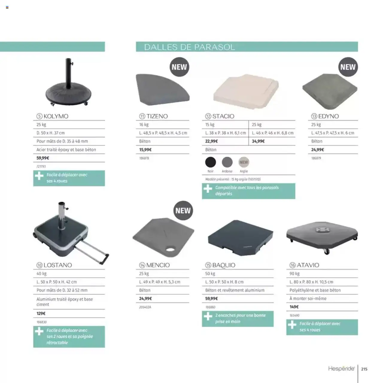  | Page: 215 | Produits: Base, Argile, Prise, Parasol