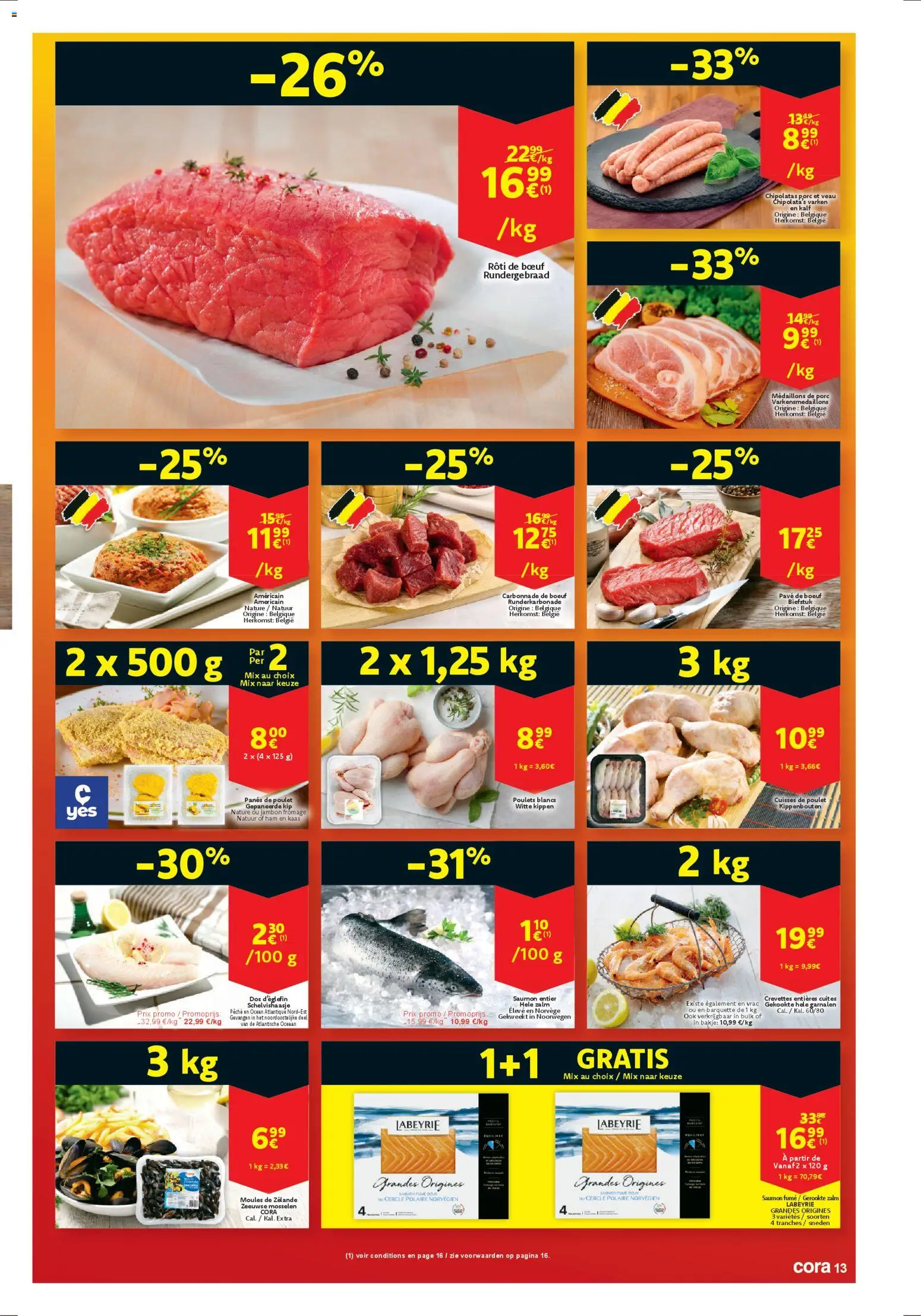 {H1} | Pagina: 13 | Producten: Ham, Zalm, Mosselen, Kekszek