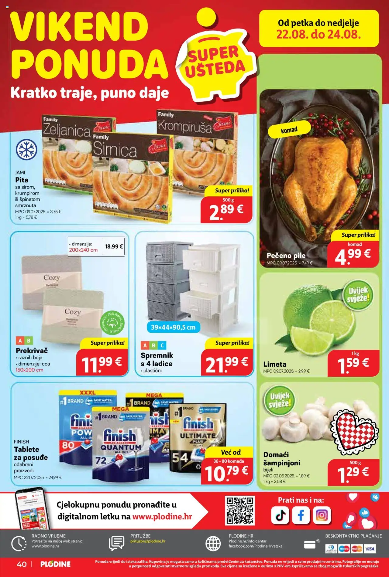 Plodine katalog | vrijedi od 20.08.2025 | Stranica: 40 | Proizvodi: Pita, Ladice, Limeta, Finish