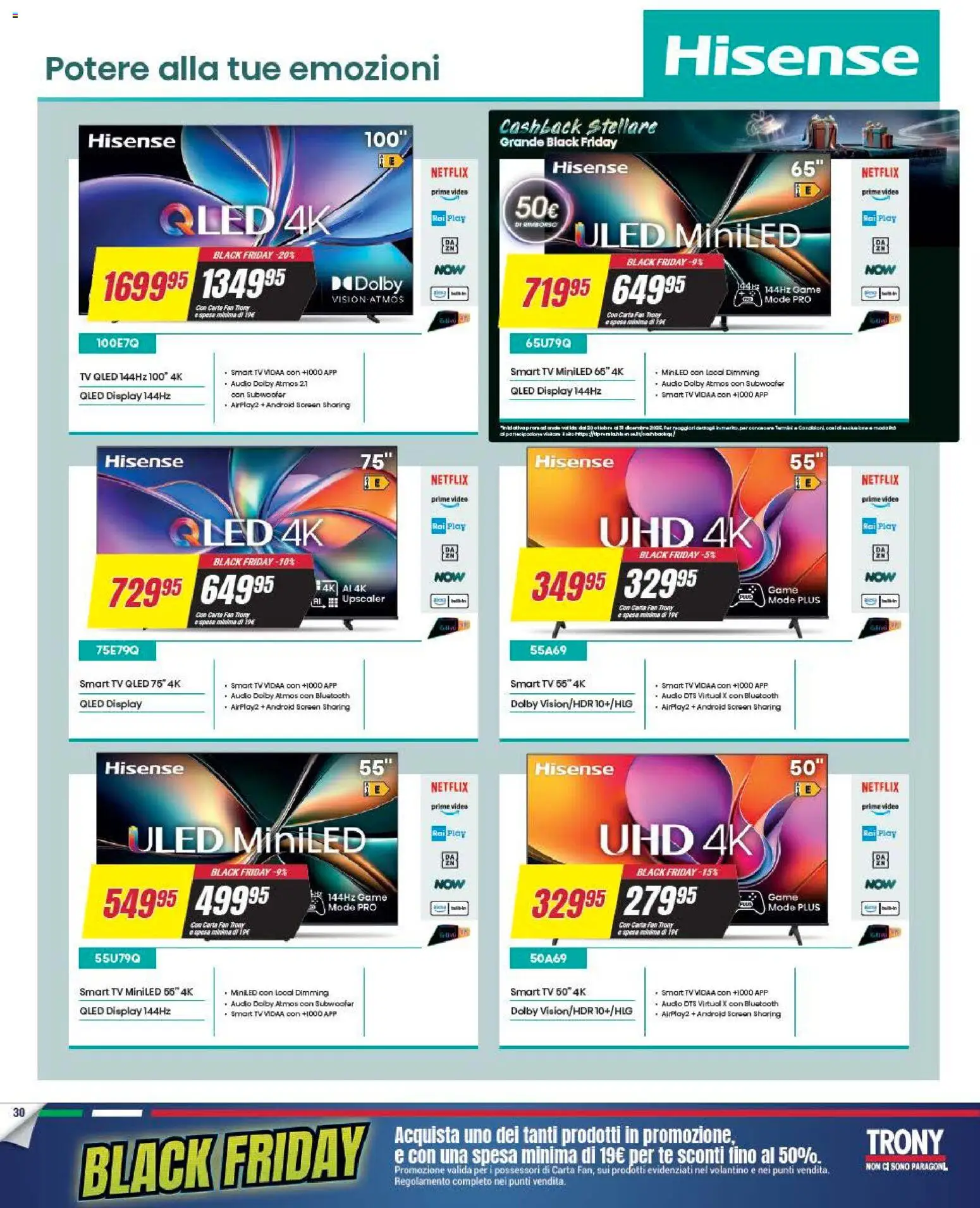 Volantino Trony del 25.11.2025 | Pagina: 30 | Prodotti: Tè, TV, Video, Audio