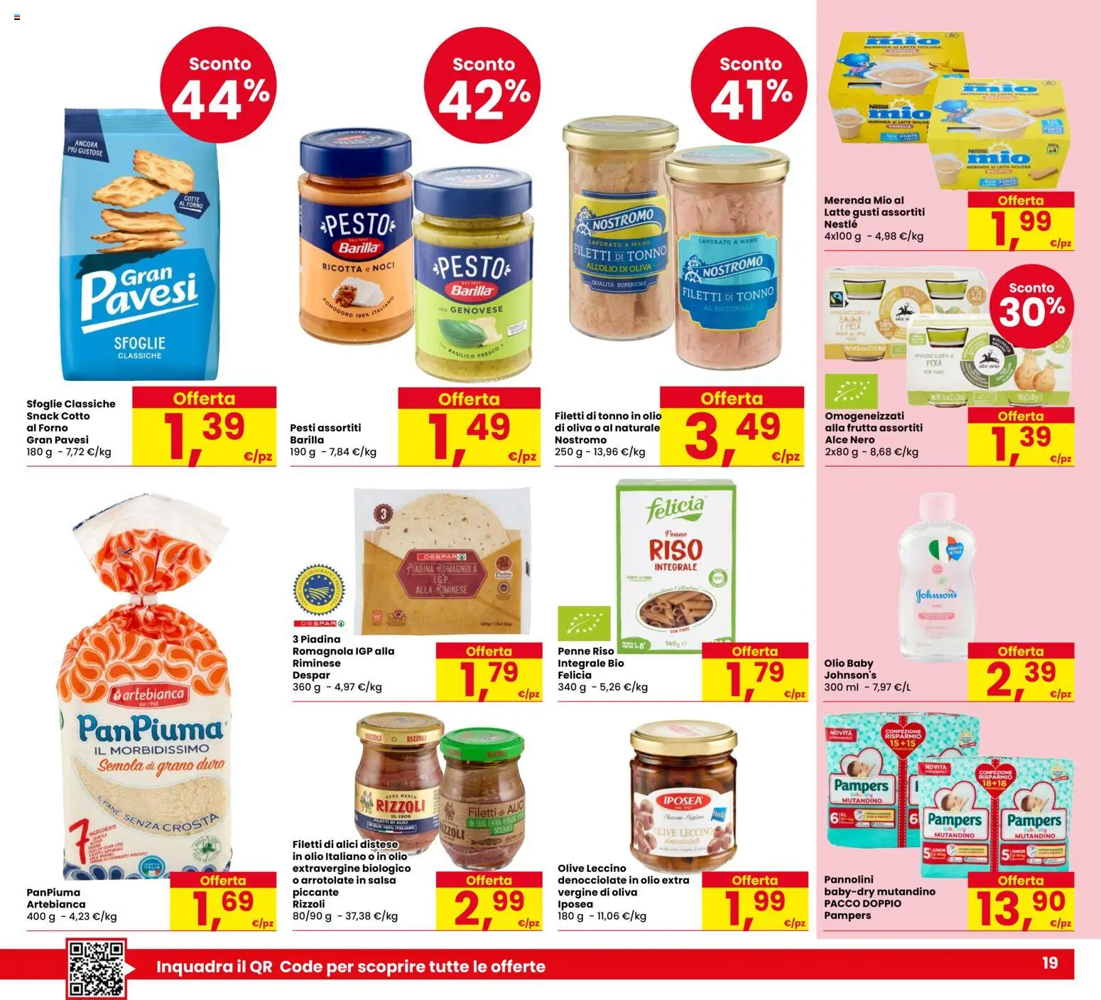 Volantino Despar del 22.01.2026 | Pagina: 19 | Prodotti: Pannolini, Pane, Olio, Piadina