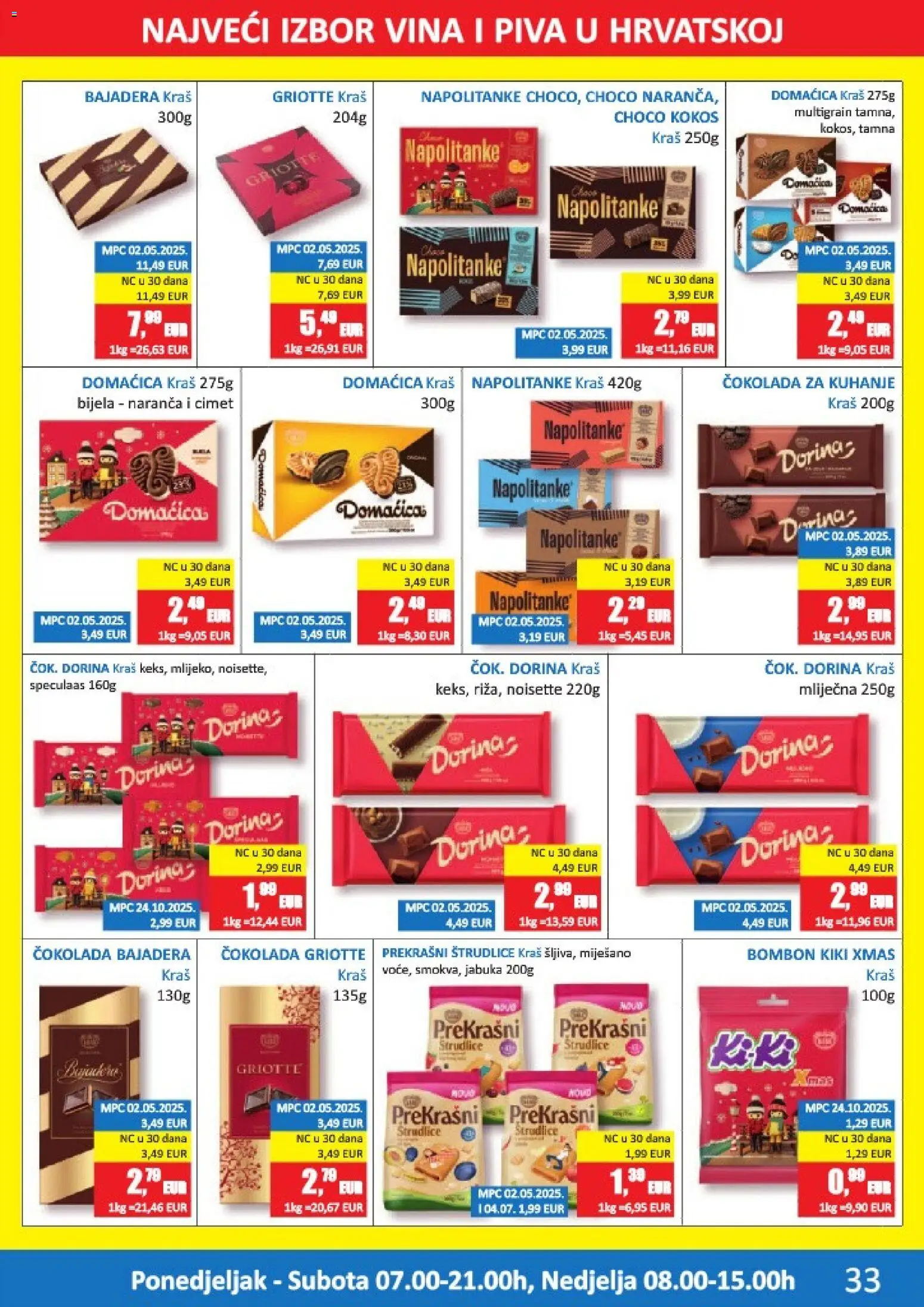 Vrutak katalog | vrijedi od 15.12.2025 | Stranica: 33 | Proizvodi: Dorina, Čokolada, Napolitanke, Jabuka