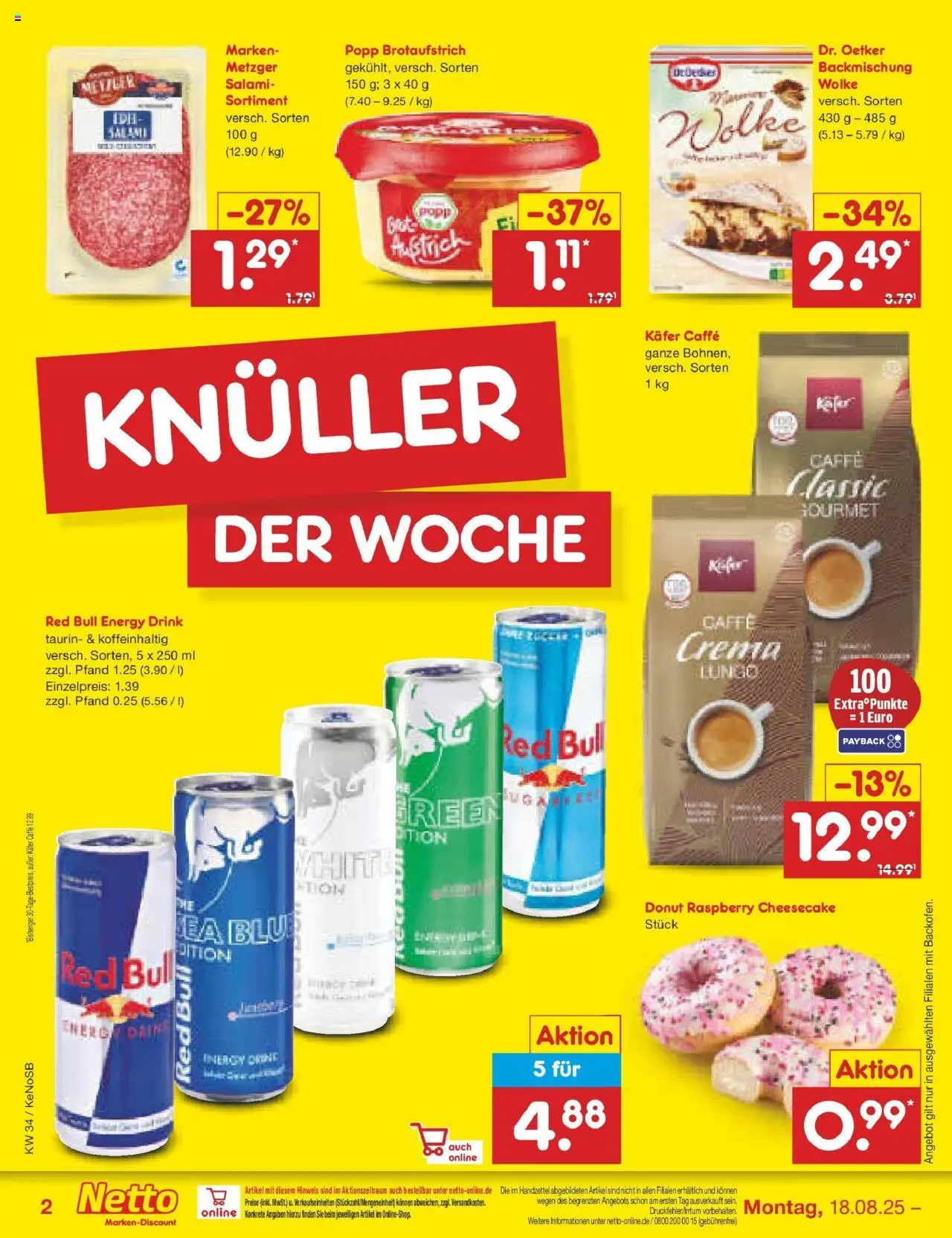 Netto Marken-Discount prospekt Bonn	 - gültig ab dem 18.08.2025 | Seite: 2 | Produkte: Red bull, Energy, Salami