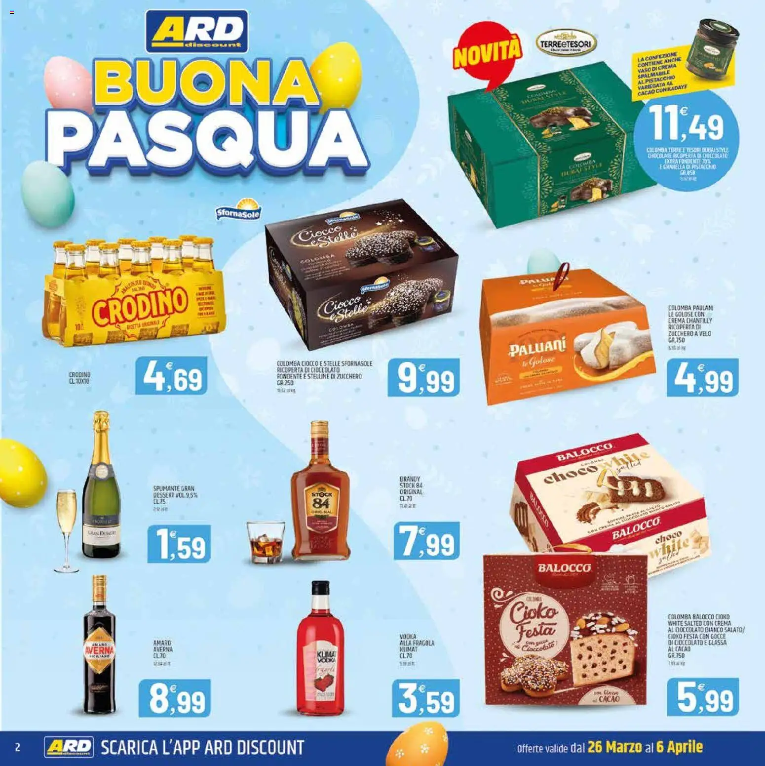 Volantino ARD Discount del 26.03.2026 | Pagina: 2 | Prodotti: Crema, Spumante, Glassa, Brandy