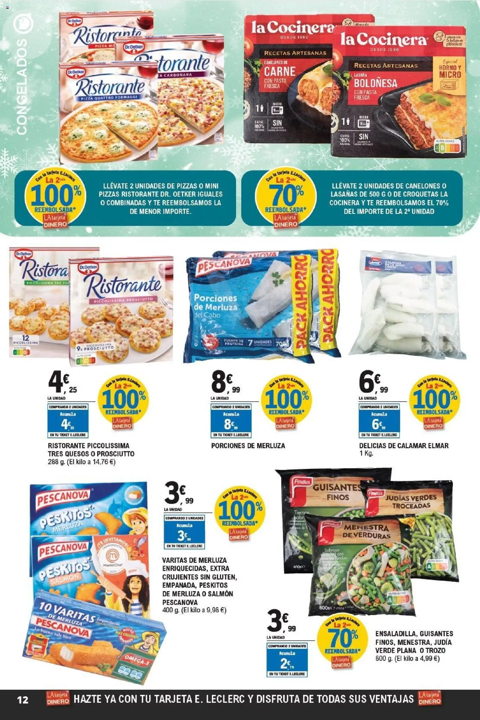 E.Leclerc folleto │ válido desde el 07.01.2026 | Página: 12 | Productos: Pizza, Té, Lasaña, Canelones