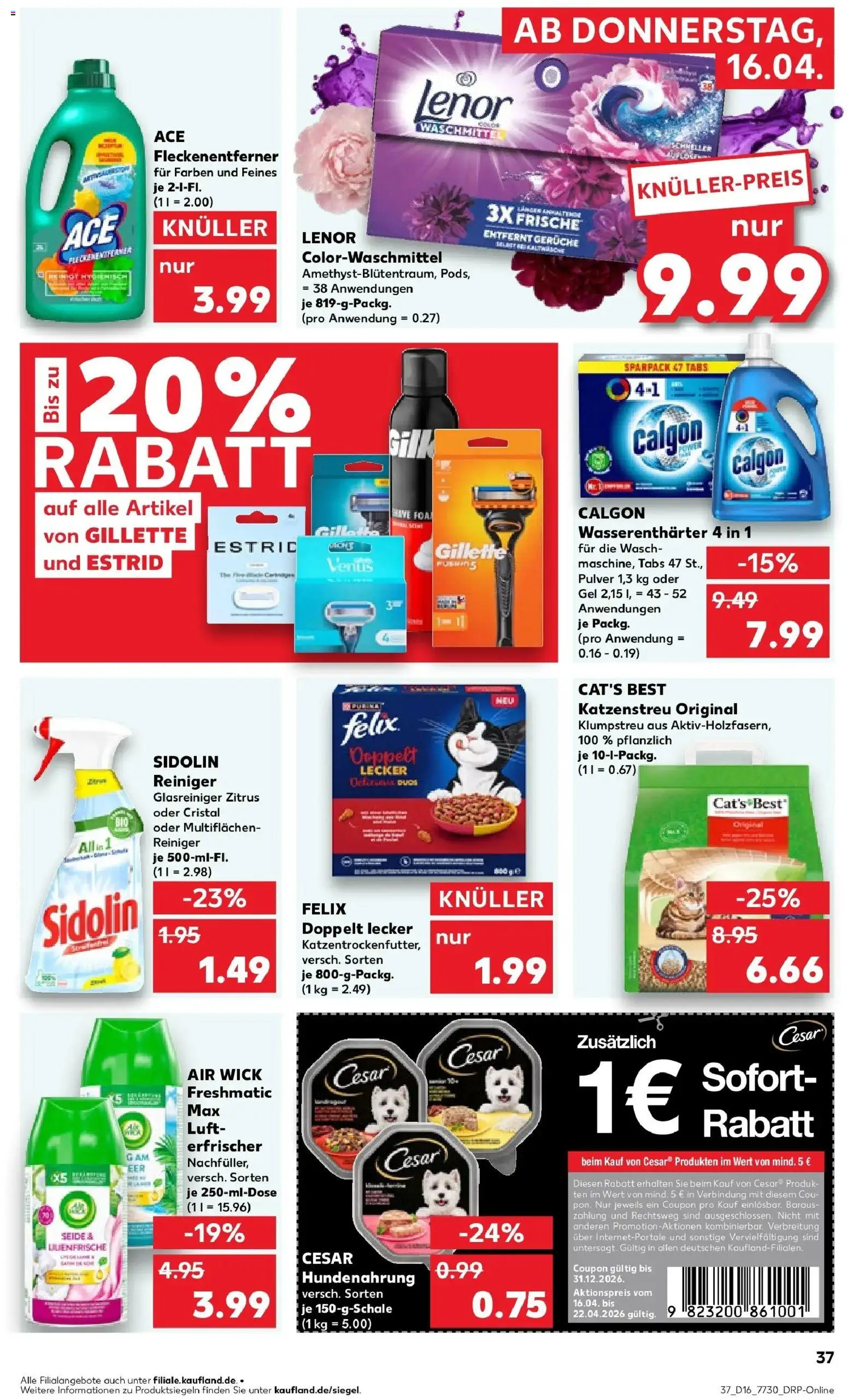 Kaufland Prospekt Nordhorn	 – gültig ab 16.04.2026 | Seite: 37 | Produkte: Lenor, Fleckenentferner, Waschmittel