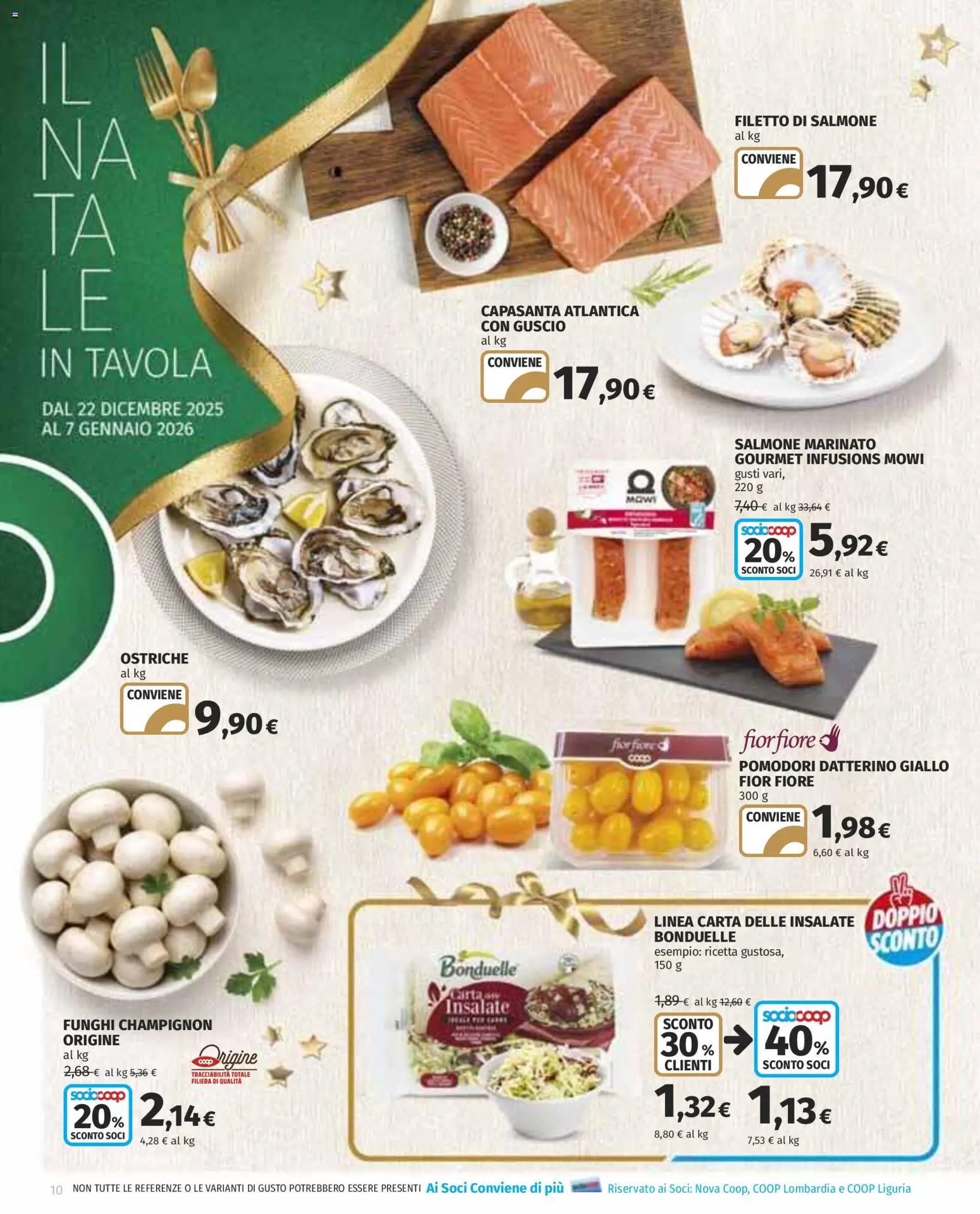 Volantino COOP del 22.12.2025 | Pagina: 10 | Prodotti: Salmone, Pomodori, Funghi