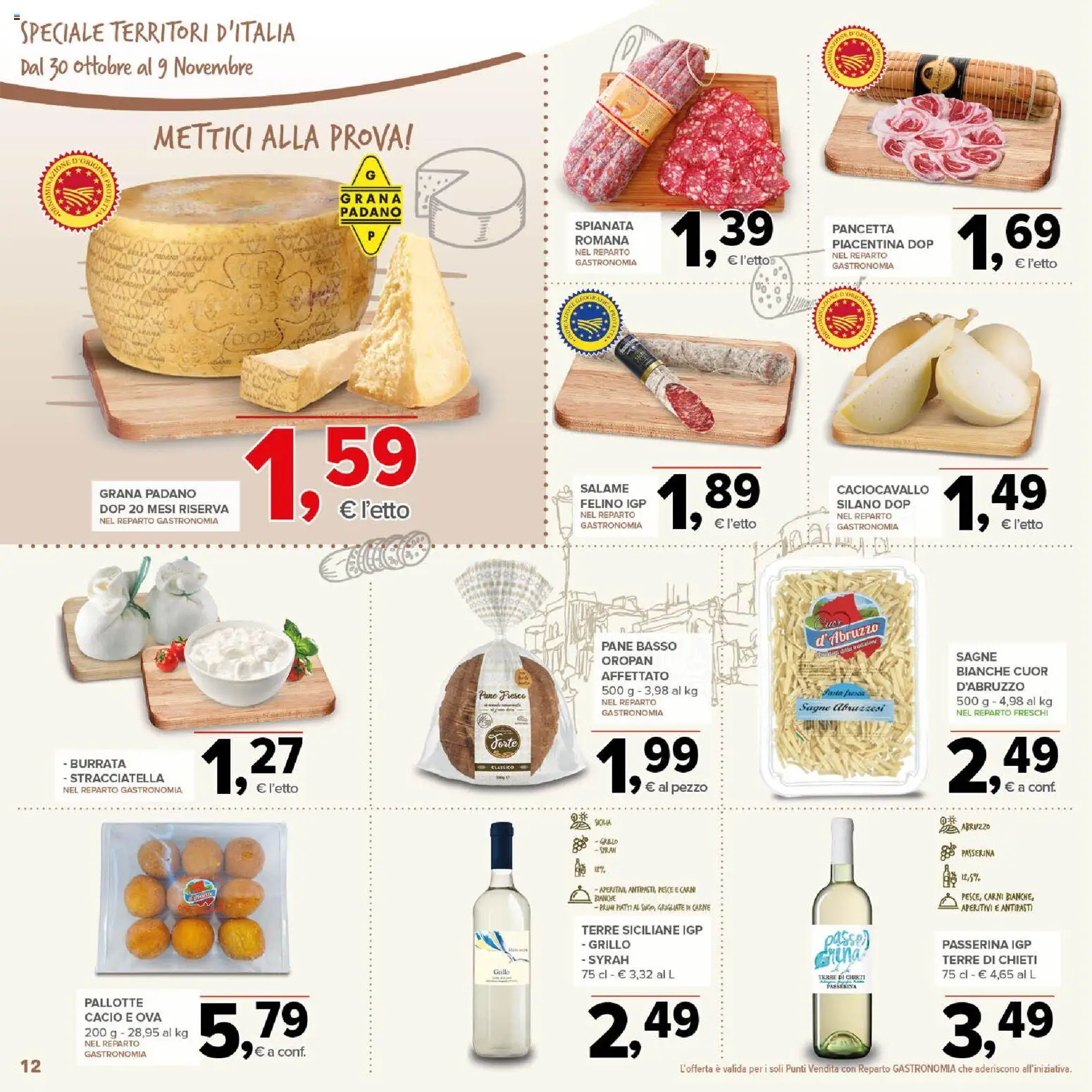 Volantino Todis del 30.10.2025 | Pagina: 12 | Prodotti: Pane, Salame, Pancetta, Burrata