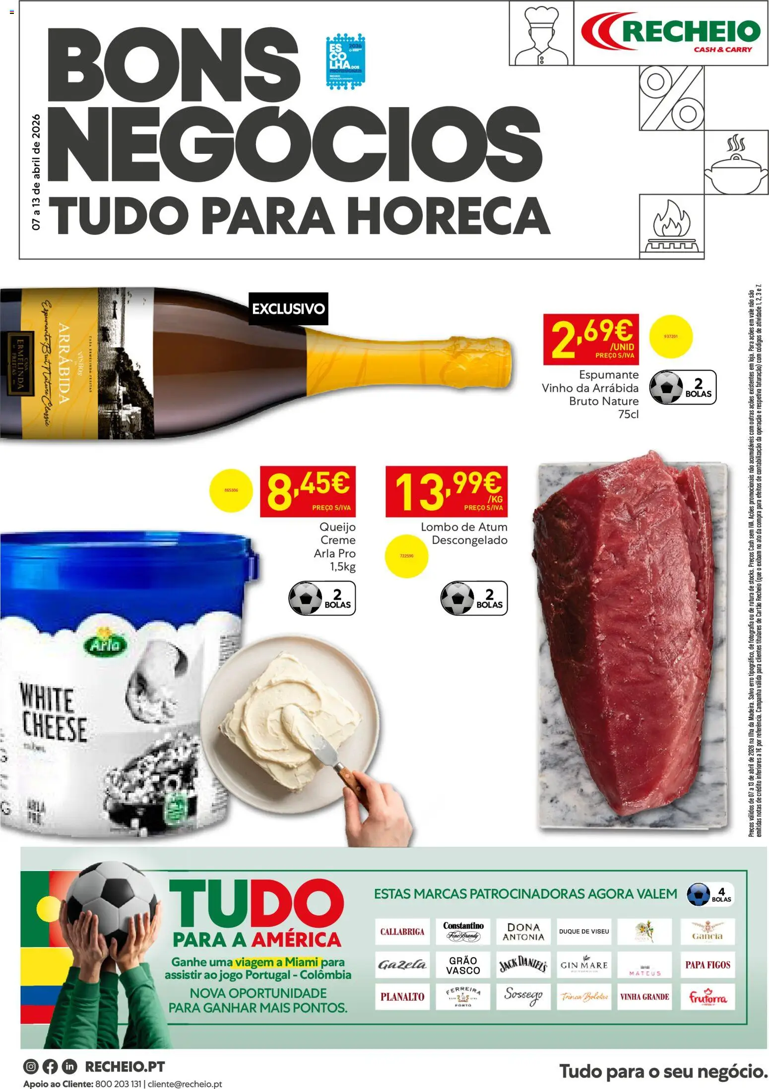 Recheio - Horeca Bons Negócios Madeira │ válido de 07.04.2026 | Página: 1 | Produtos: Atum, Queijo, Vinho, Creme