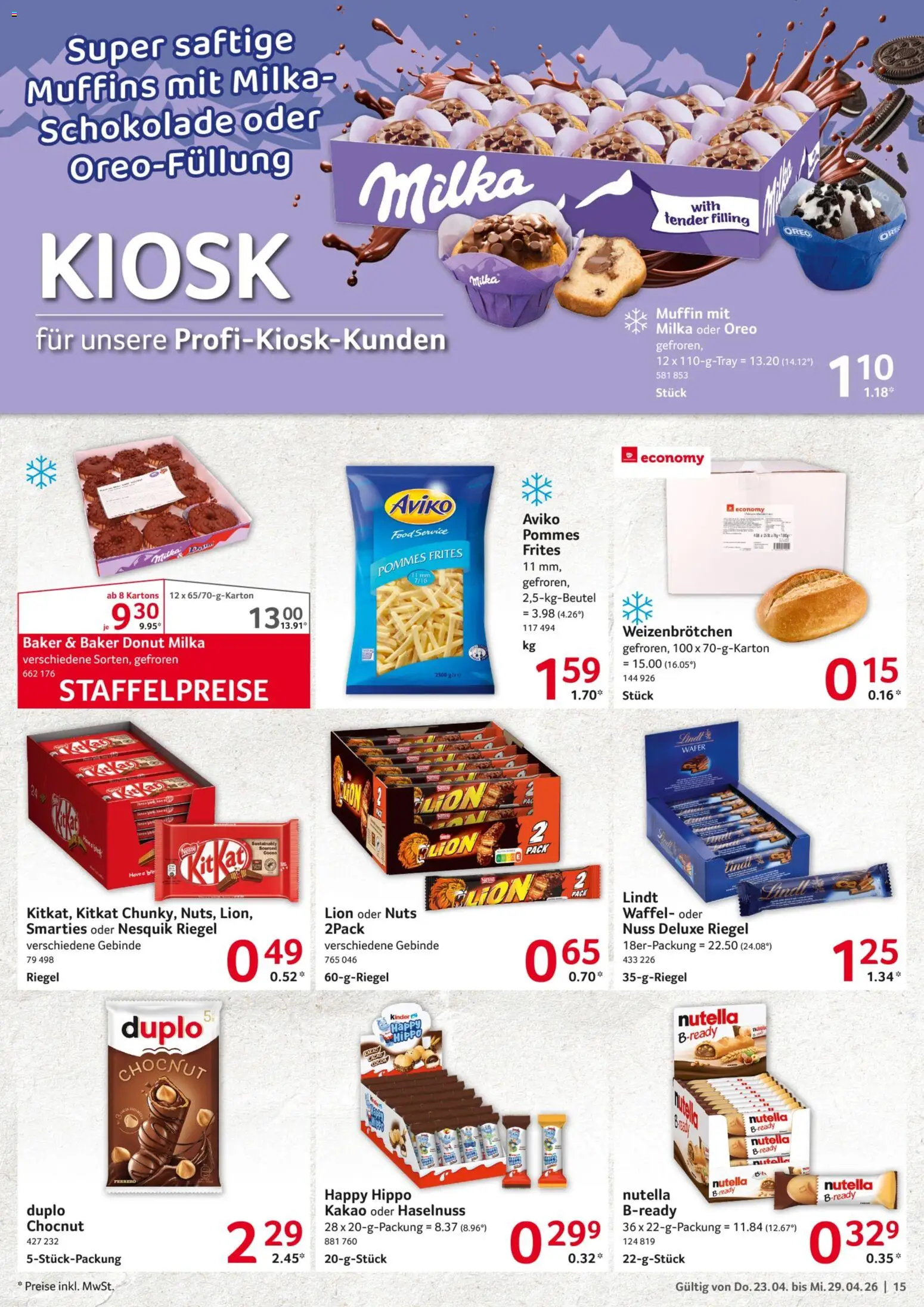 Selgros Prospekt 	 – gültig ab 23.04.2026 | Seite: 15 | Produkte: Nesquik, Schokolade, Smarties, Pommes