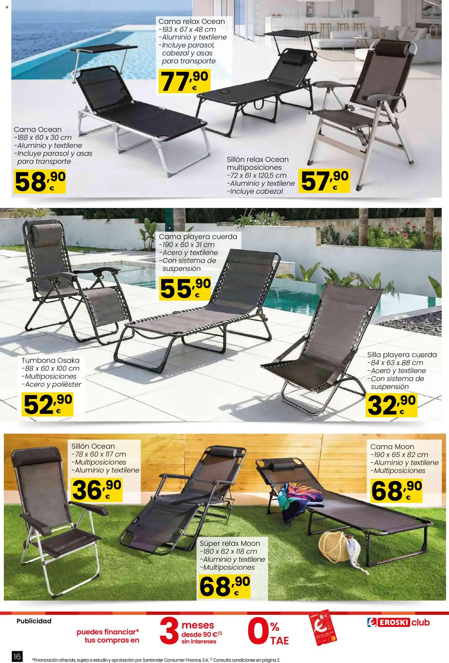 Eroski - Qué planazo │ válido desde el 26.03.2026 | Página: 16 | Productos: Tumbona, Cama, Sillón, Silla