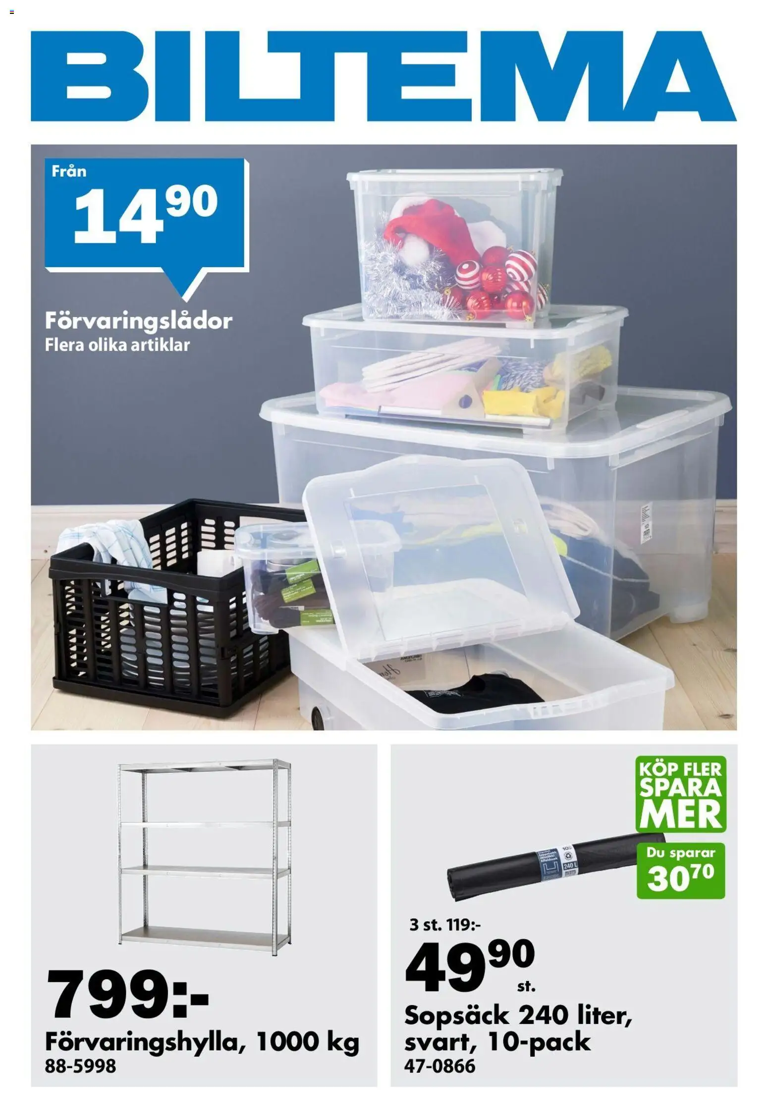 Biltema reklamblad aktuell från 01.01.2026 | Sida: 1 | Produkter: Förvaringslådor
