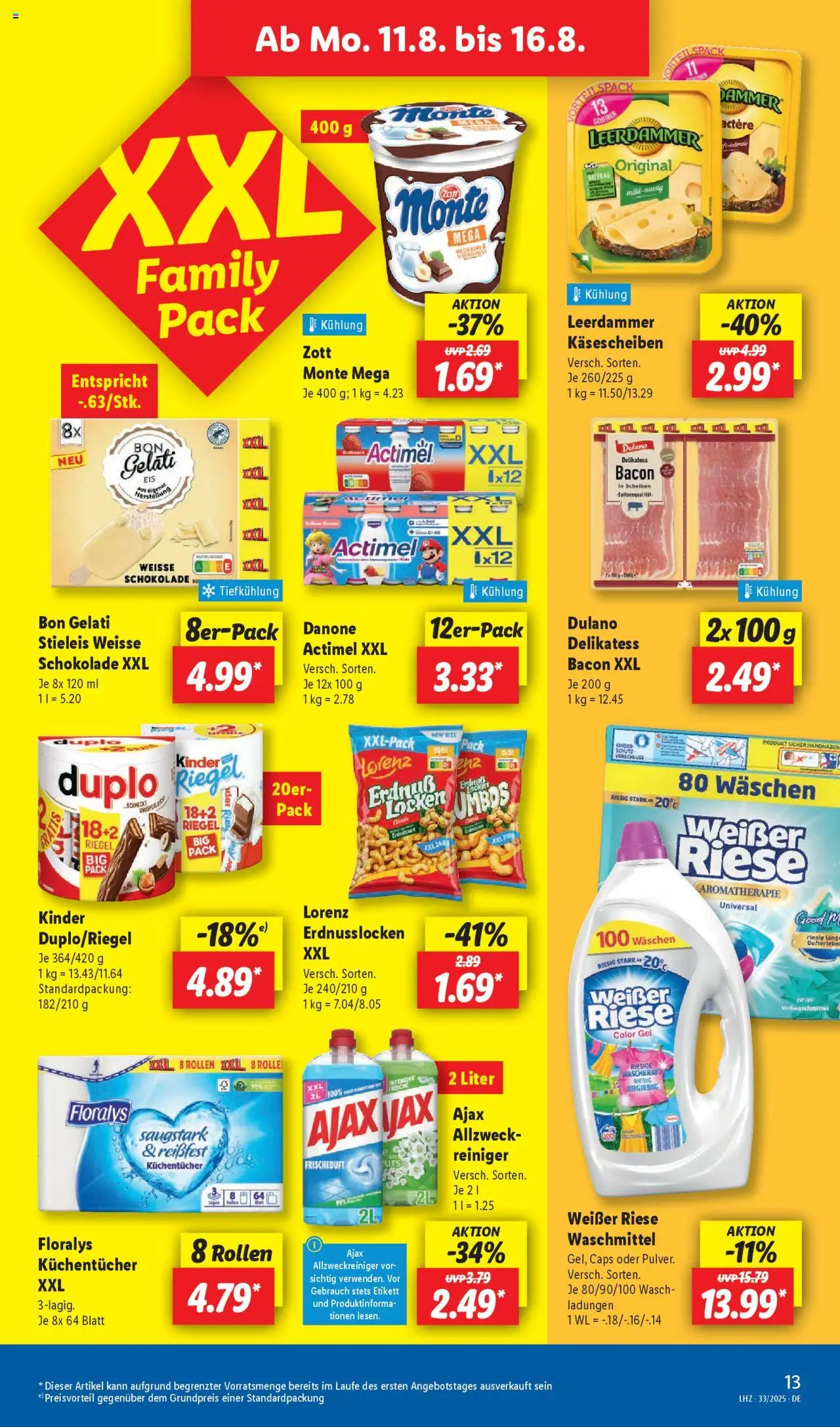 Lidl Prospekt Uelzen - gültig ab dem 11.08.2025 | Seite: 17 | Produkte: Actimel, Schokolade, Leerdammer, Waschmittel