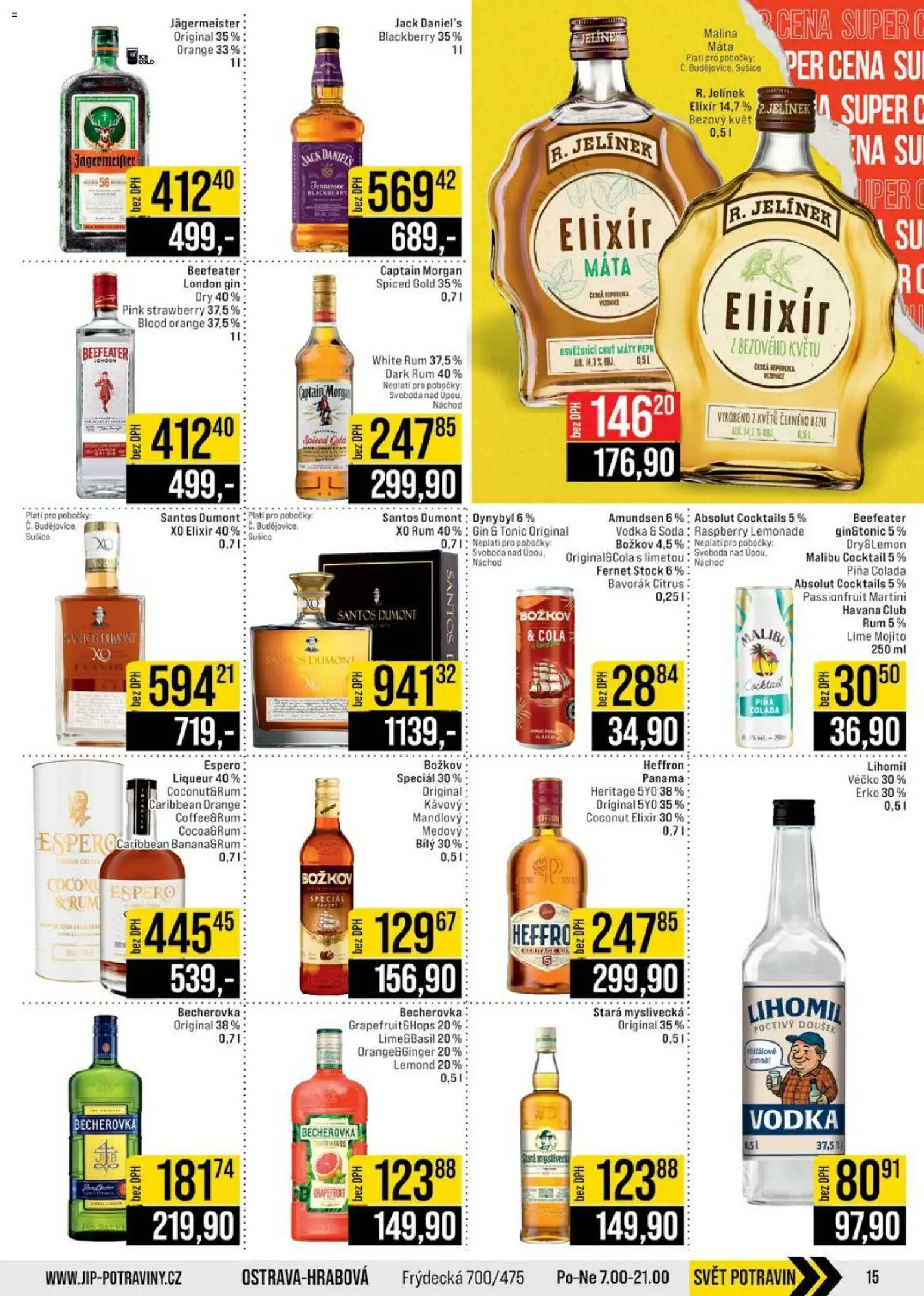 Jip leták - Cash & Carry od 29.04.2026 | Strana: 15 | Produkty: Morgan, Sušiče, Jack Daniel’s, Captain Morgan