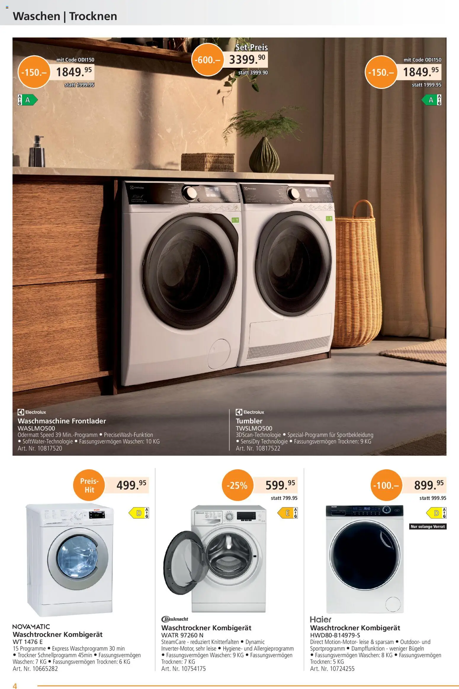 Fust aktionen – gültig ab 23.03.2026 | Seite: 4 | Produkte: Waschtrockner, Waschmaschine, Trockner