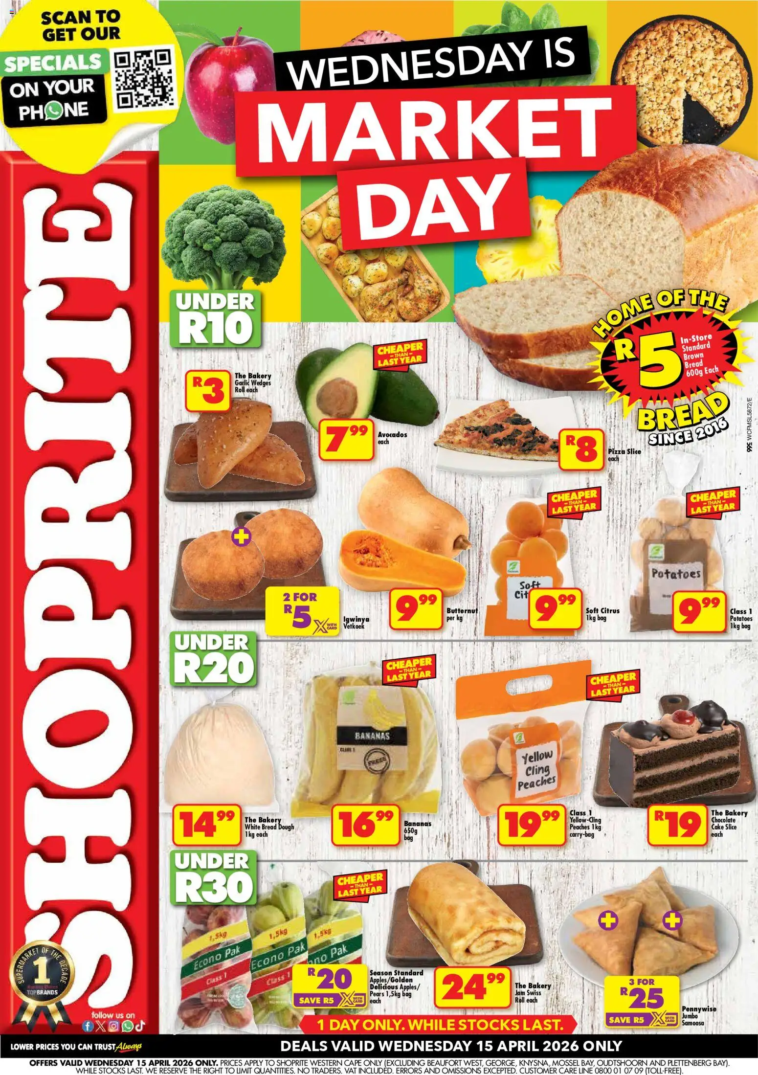 New Shoprite catalogue – valid from 15.04.2026 | Page: 1 | Products: Pears, Jam, Bakery, Avocados