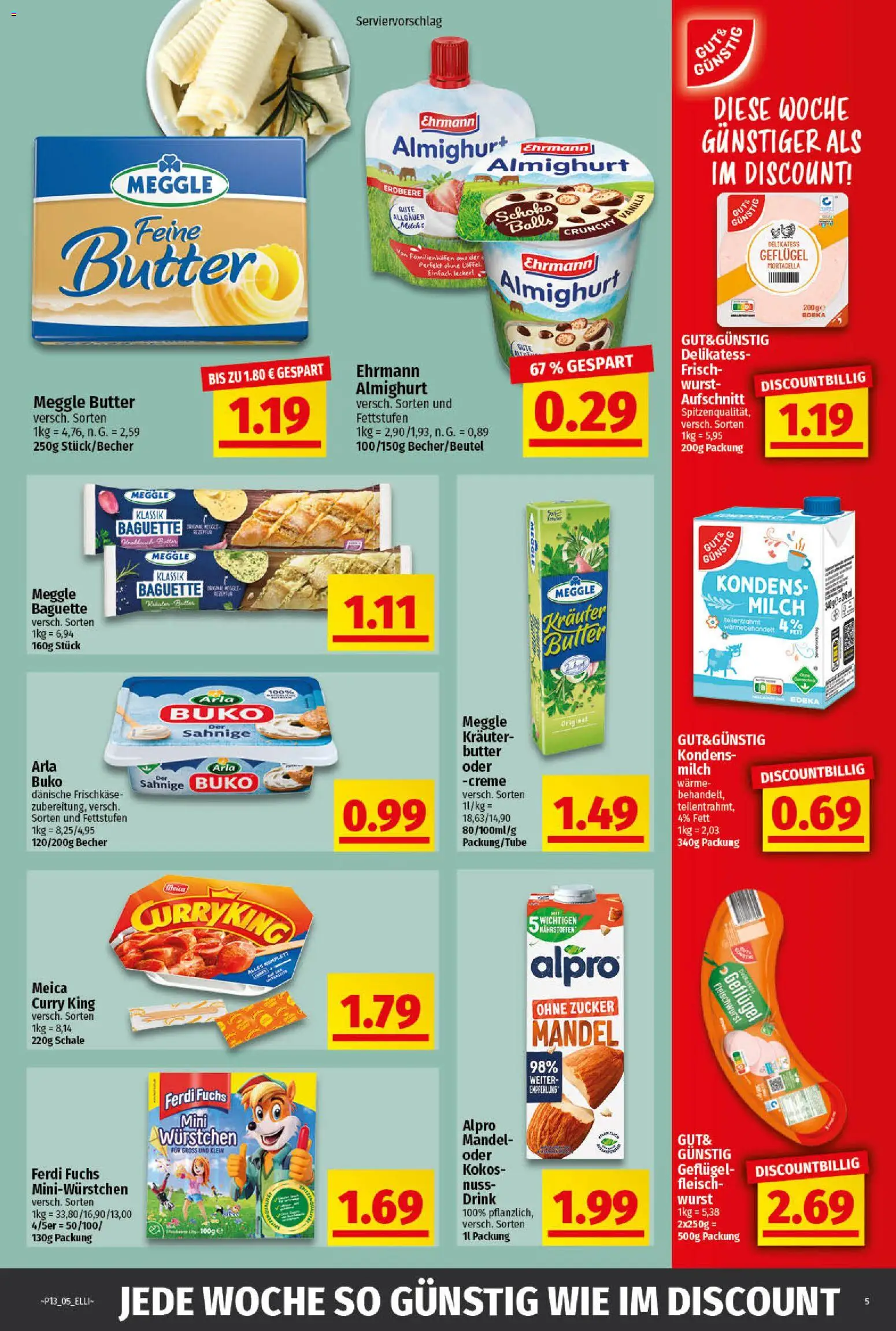 Elli Markt Prospekt Greffen – gültig ab 23.03.2026 | Seite: 5 | Produkte: Ehrmann almighurt, Milch, Meggle butter, Frischkase