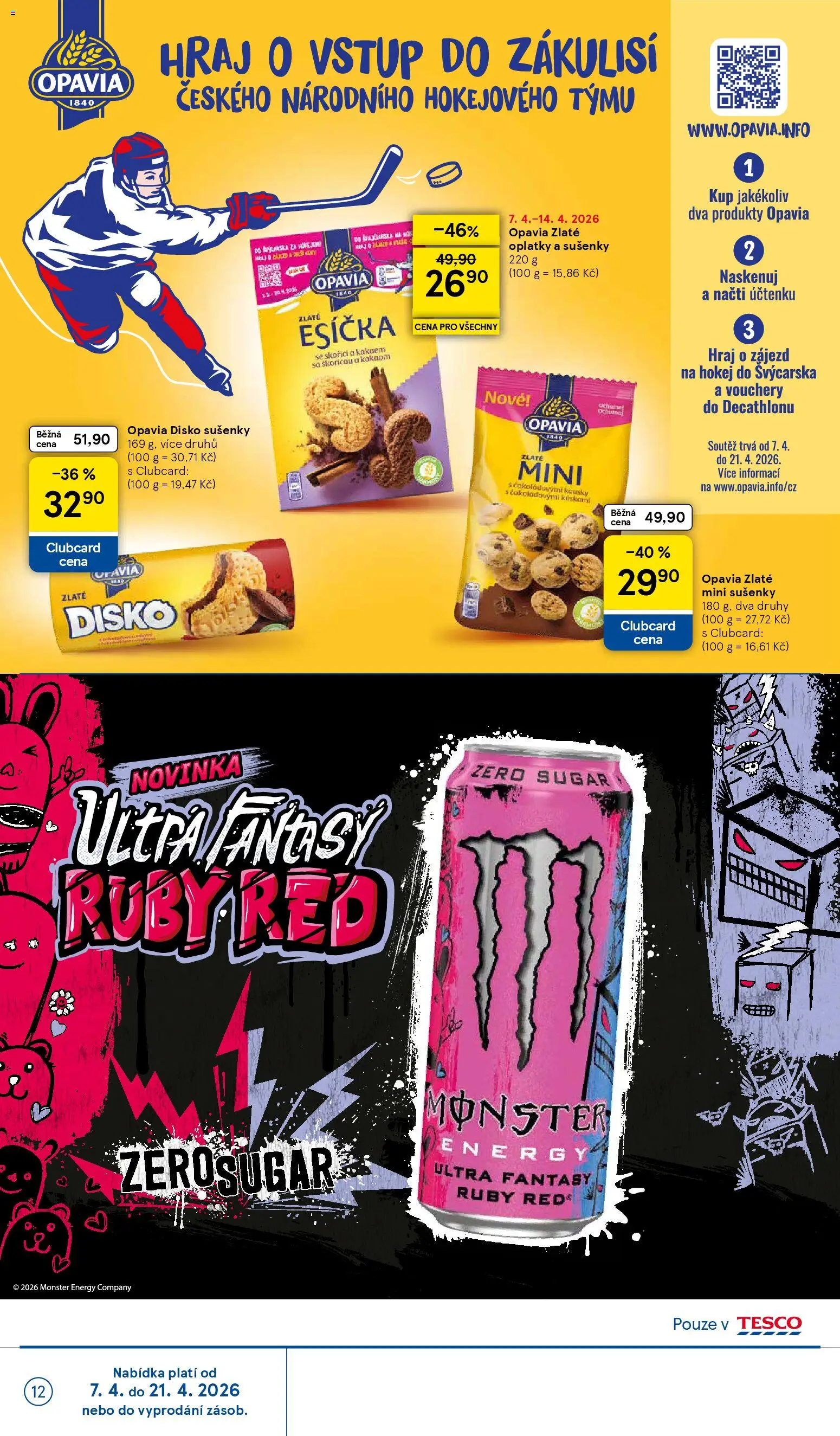 Tesco leták - Hypermarket od 07.04.2026 | Strana: 12 | Produkty: Monster, Cookies, Monster Energy, Oplatky
