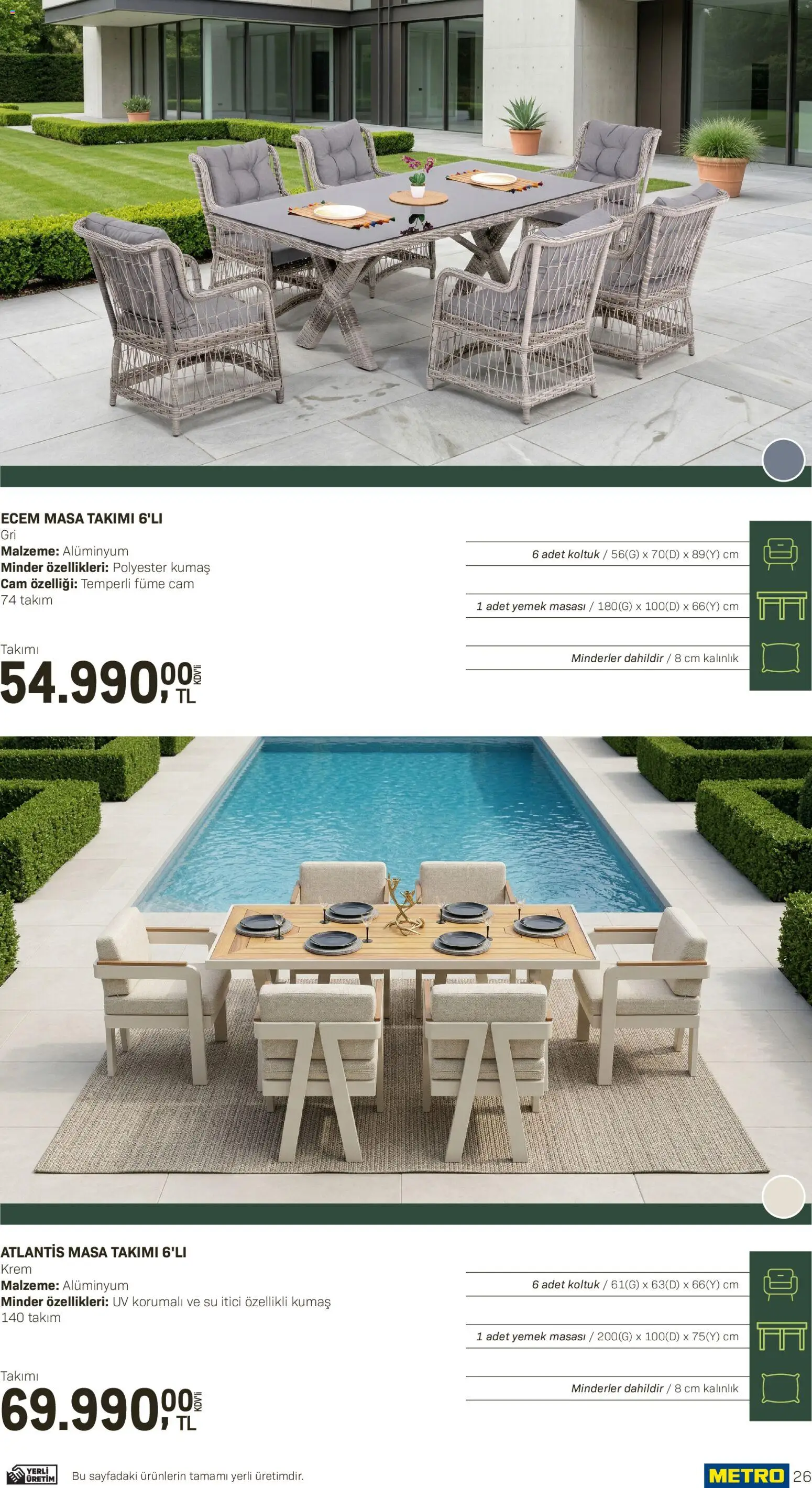 Metro - Açık Hava Çözümleri - 10.04.2026 tarihinden itibaren geçerlidir | Sayfa: 26 | Ürünler: Koltuk, Masa, Krem, Su