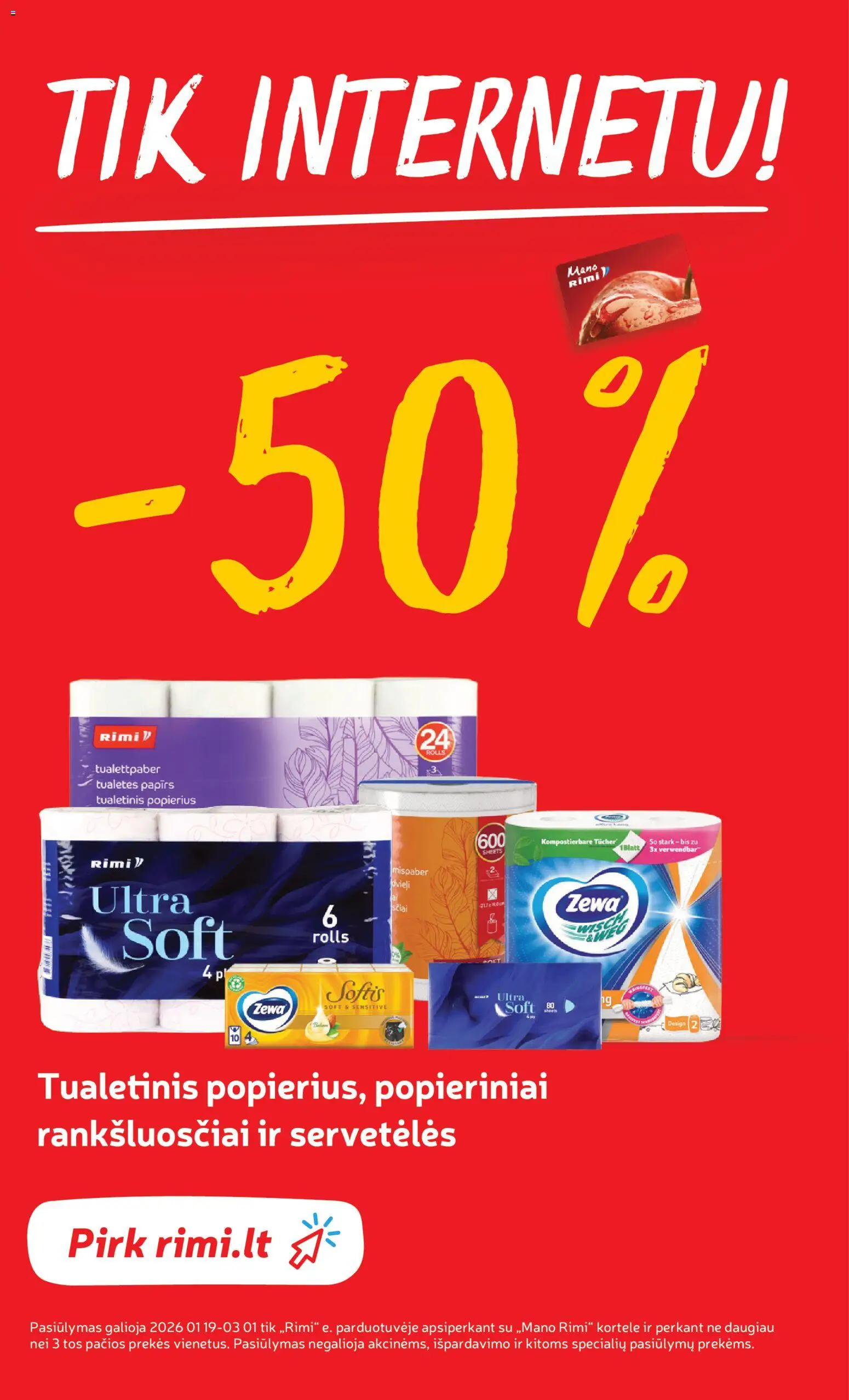 Rimi akcijos nuo 24.02.2026 | Puslapis: 26 | Prekių: Tualetinis popierius