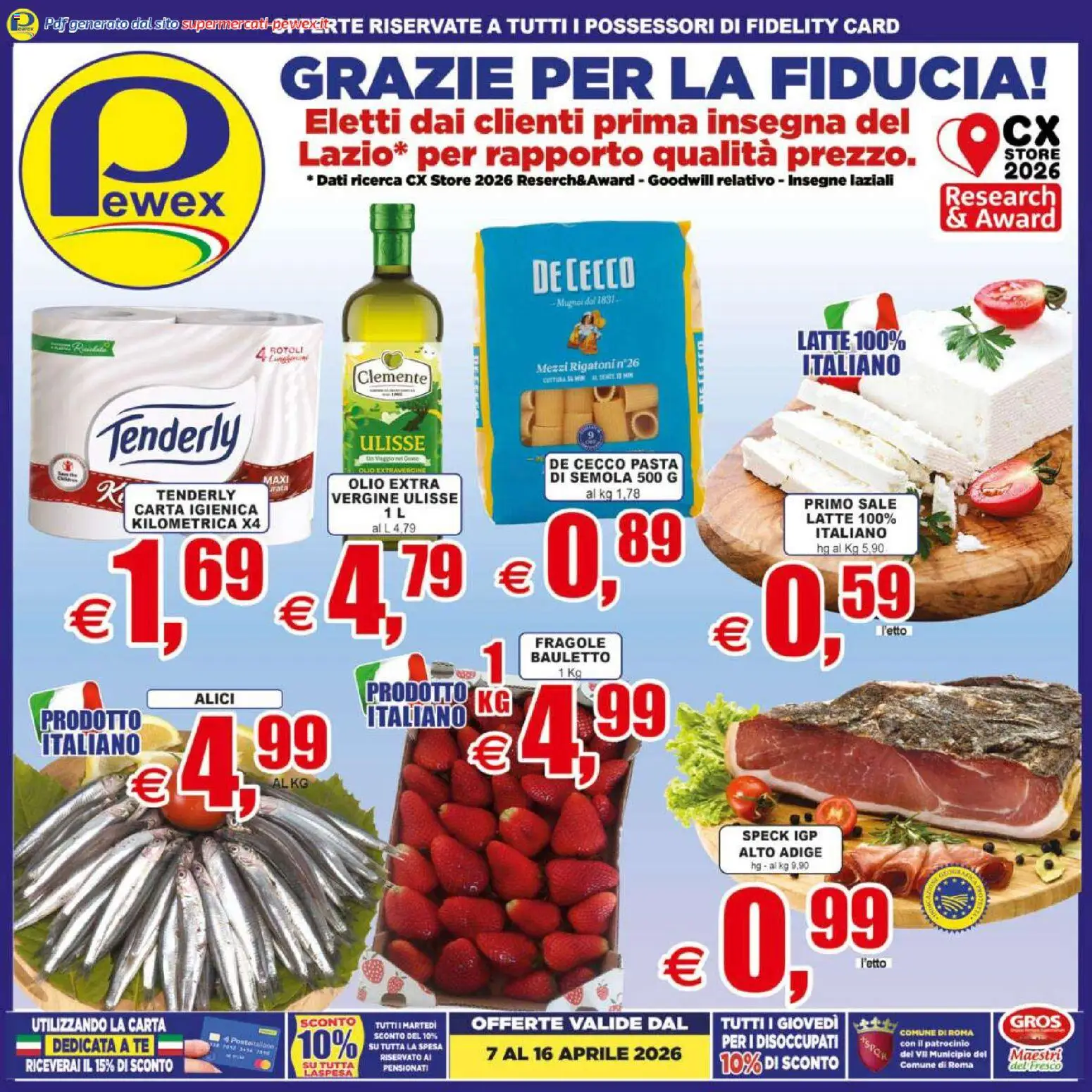 Volantino Pewex del 07.04.2026 | Pagina: 1 | Prodotti: Speck, Carta igienica, Tè, Alici