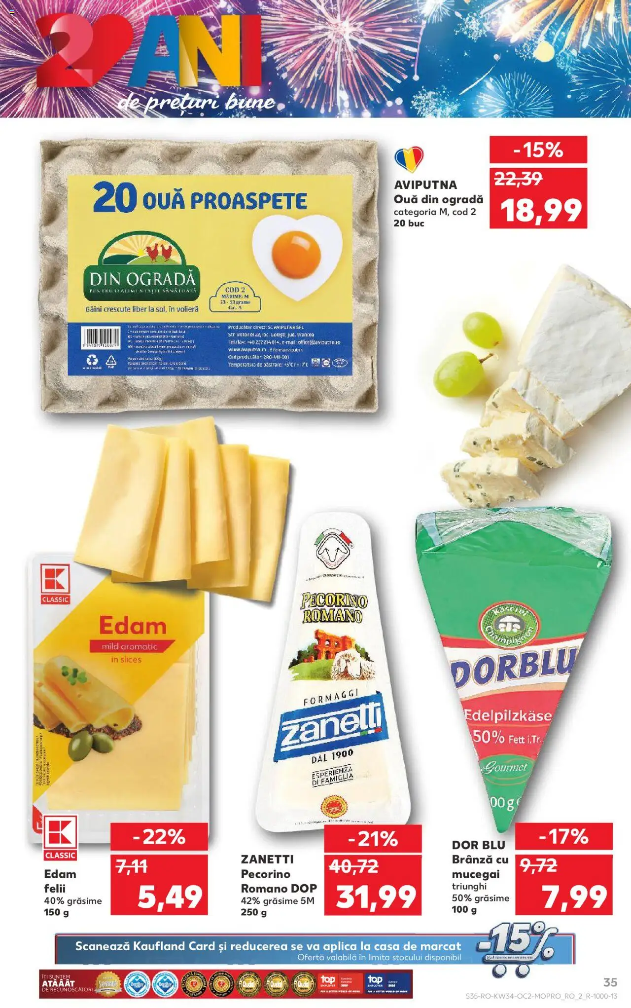 Kaufland RO akciós ujság - amely érvényes a következő dátumtól: 20.08.2025 | Oldal: 35 | Termékek: Pecorino