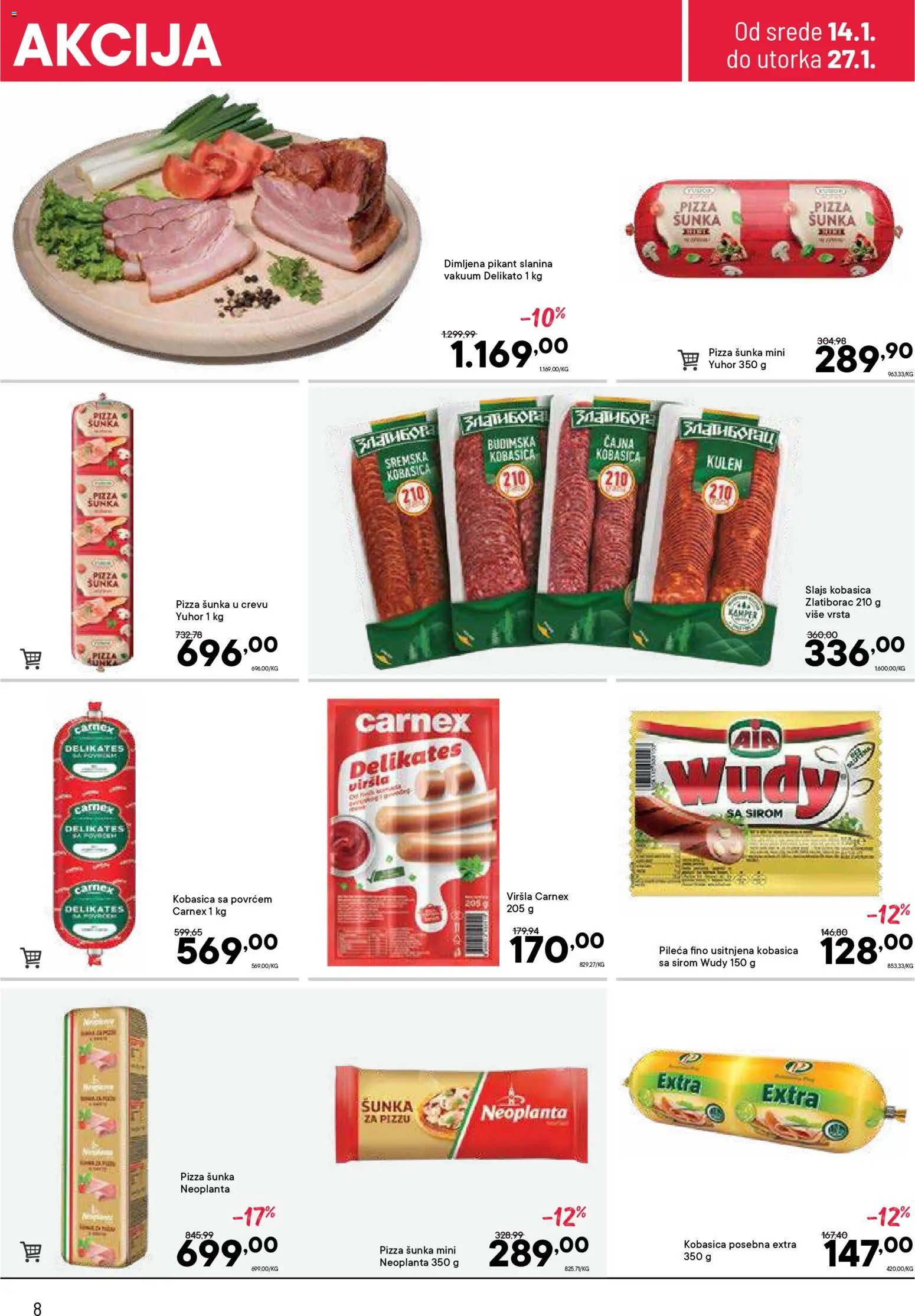 PerSu katalog - važi od 14.01.2026 | Strana: 8 | Proizvode: Kulen, Šunka, Slanina, Kobasica