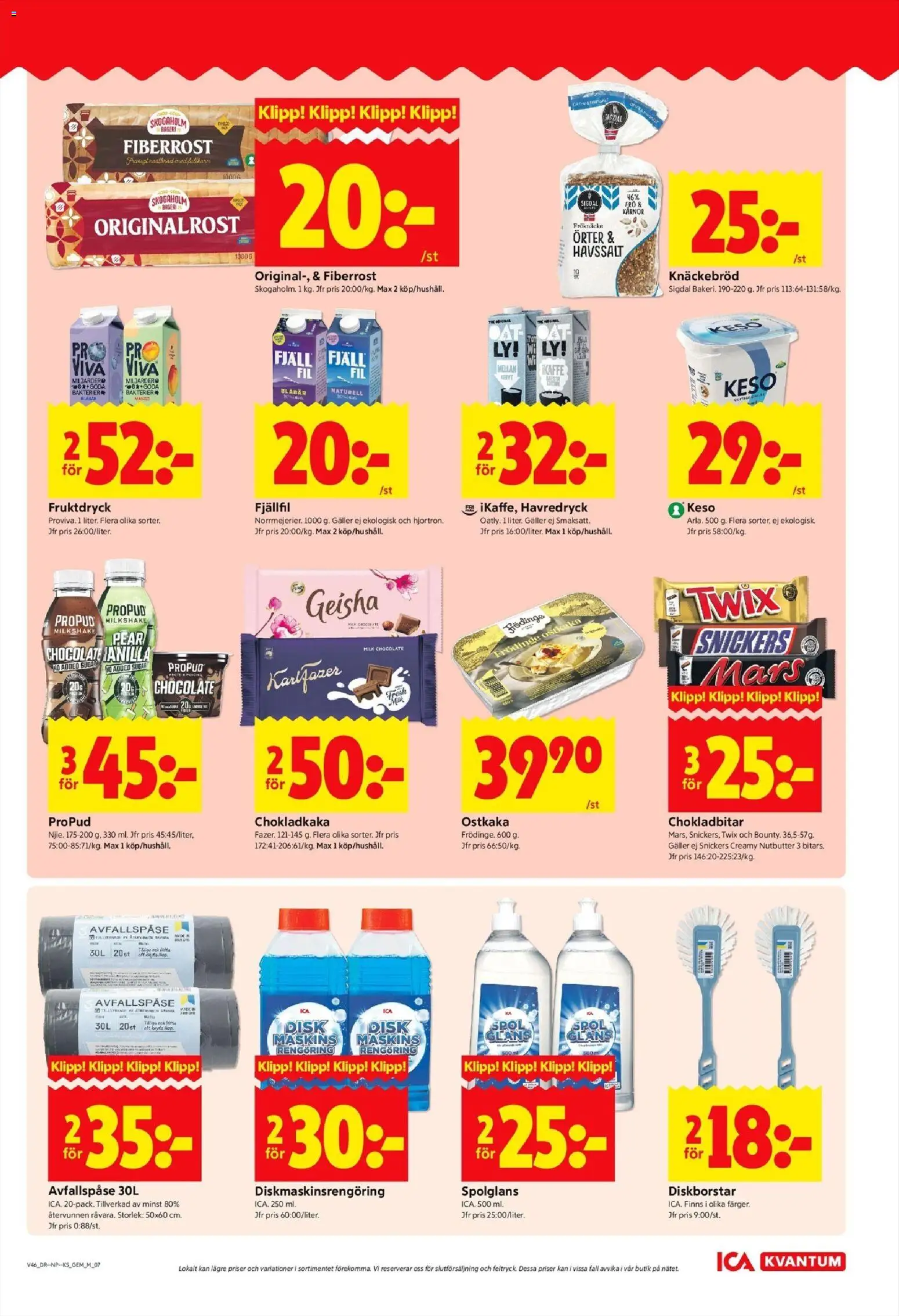 ICA Kvantum reklamblad aktuell från 10.11.2025 | Sida: 7 | Produkter: Chokladkaka, Havredryck, Ost, Blåbär