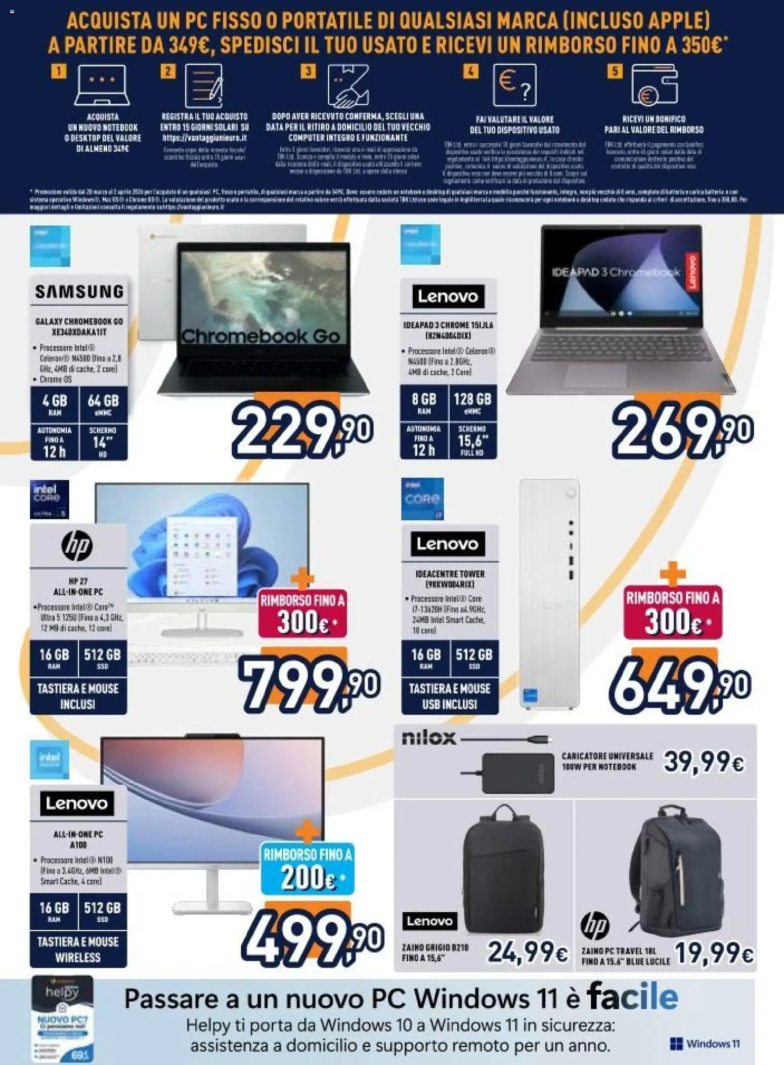 Volantino Unieuro del 20.03.2026 | Pagina: 4 | Prodotti: Notebook, Zaino, Tastiera, Samsung