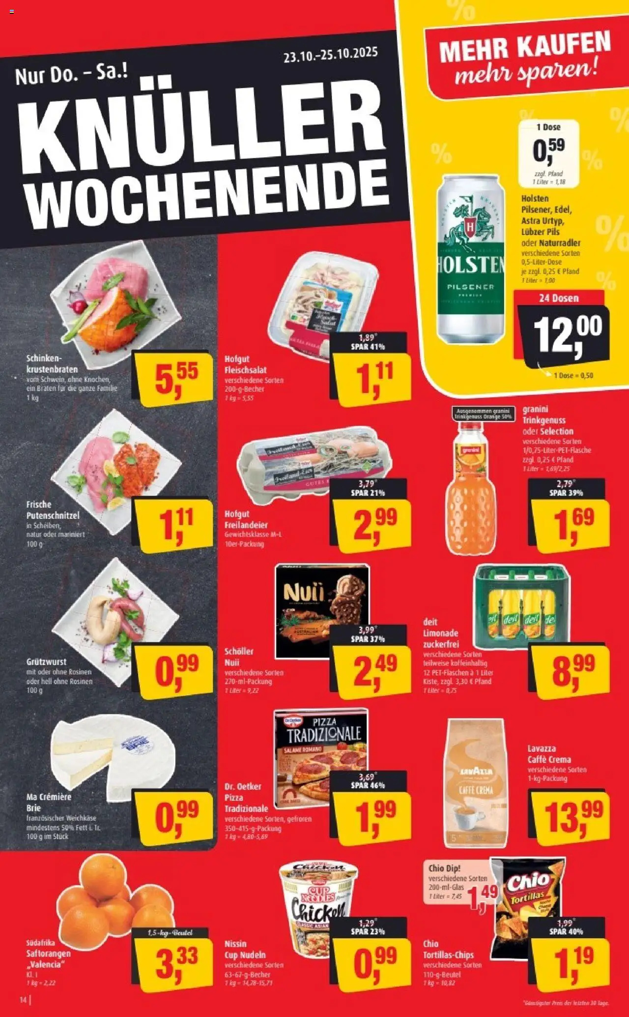 Markant Prospekt 	 – gültig ab 20.10.2025 | Seite: 14 | Produkte: Limonade, Holsten, Schinken, Salat
