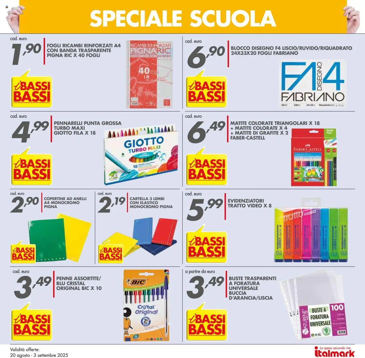 Volantino Italmark del 20.08.2025 | Pagina: 19 | Prodotti: Video, Matite colorate, Pennarelli, Penne