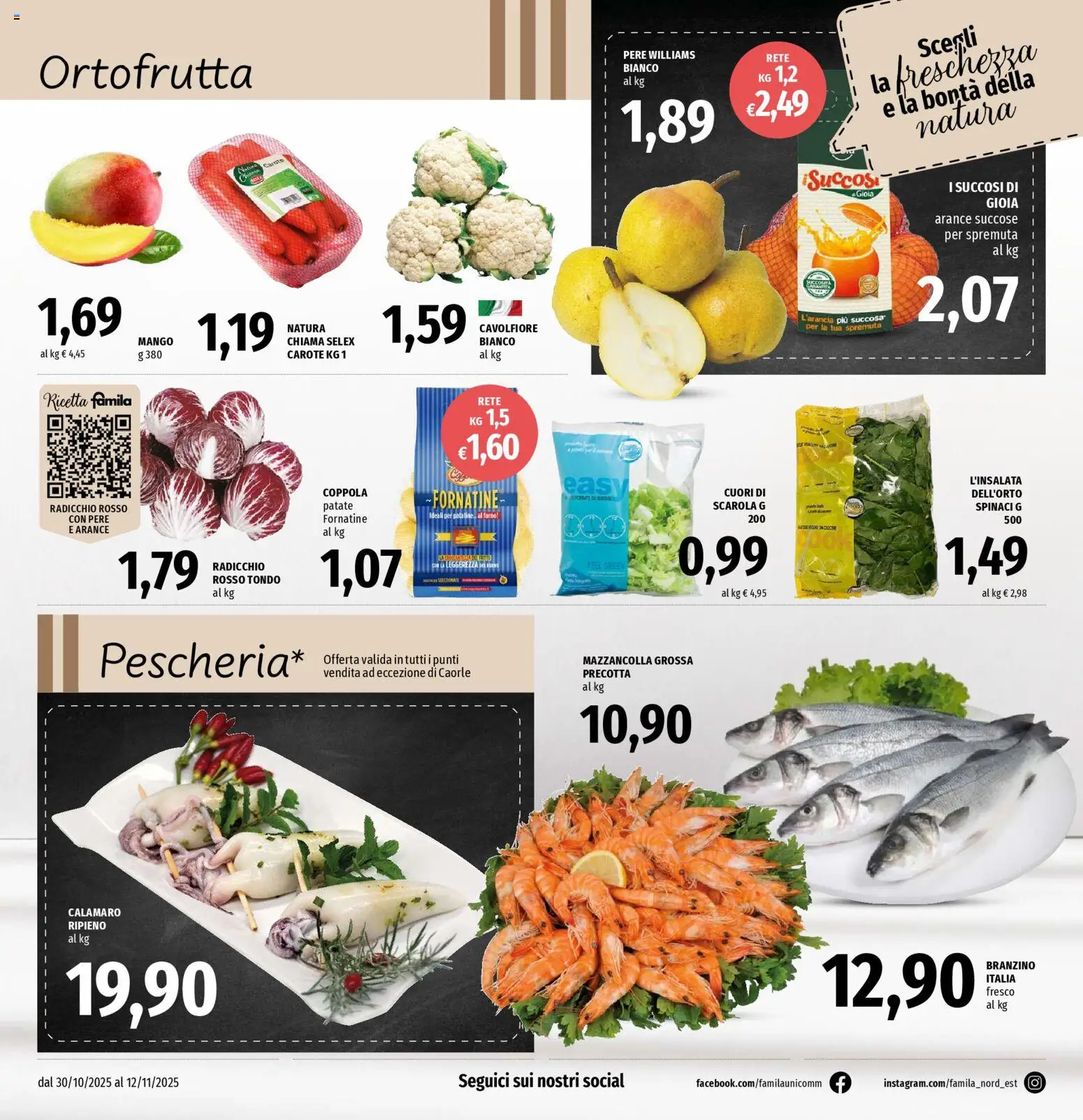 Volantino Famila del 30.10.2025 | Pagina: 8 | Prodotti: Arance, Patate, Cavolfiore, Forno