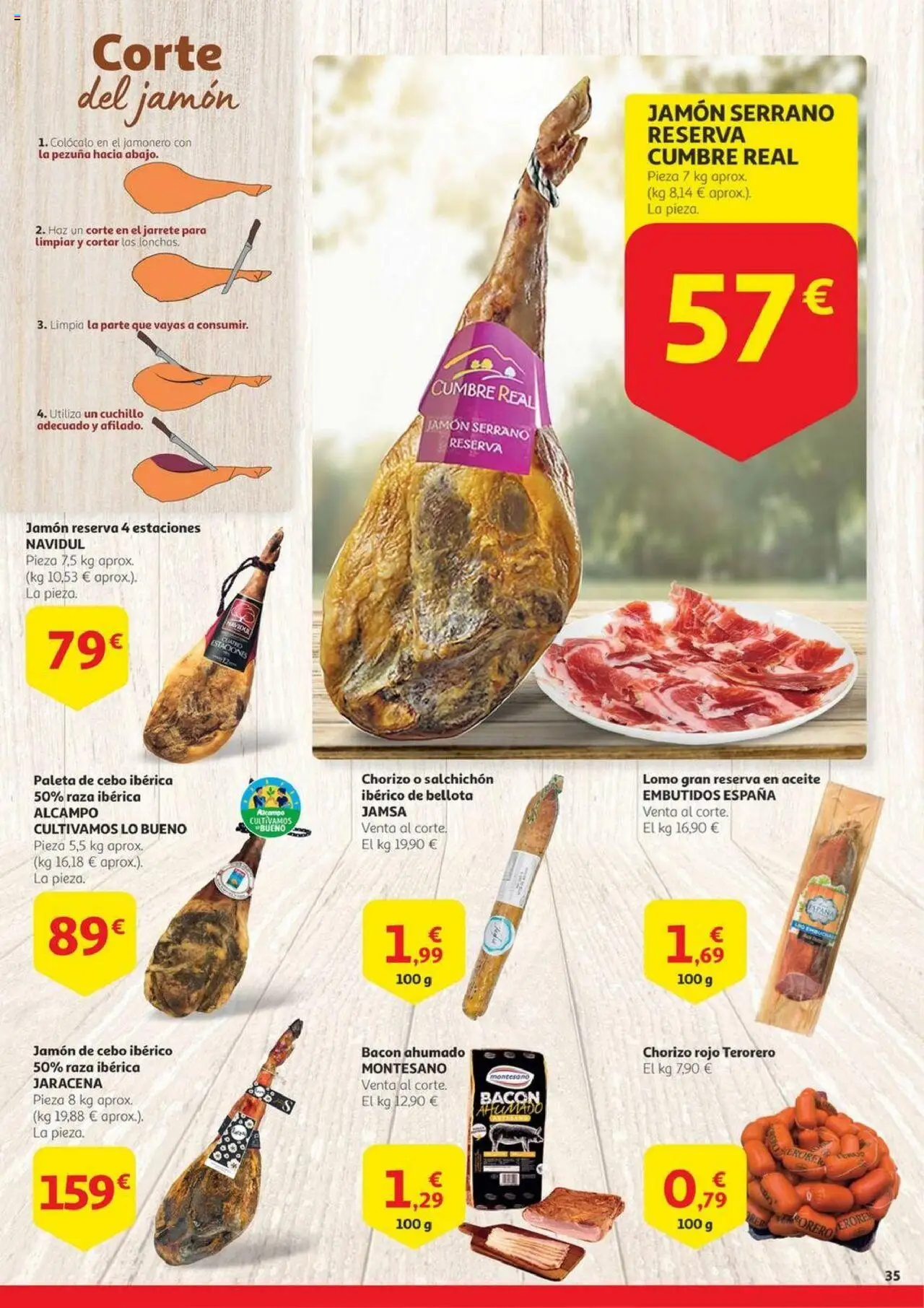 Alcampo - Aniversario │ válido desde el 03.06.2025 | Página: 35 | Productos: Jamón serrano, Aceite, Jamón, Νυχτικό