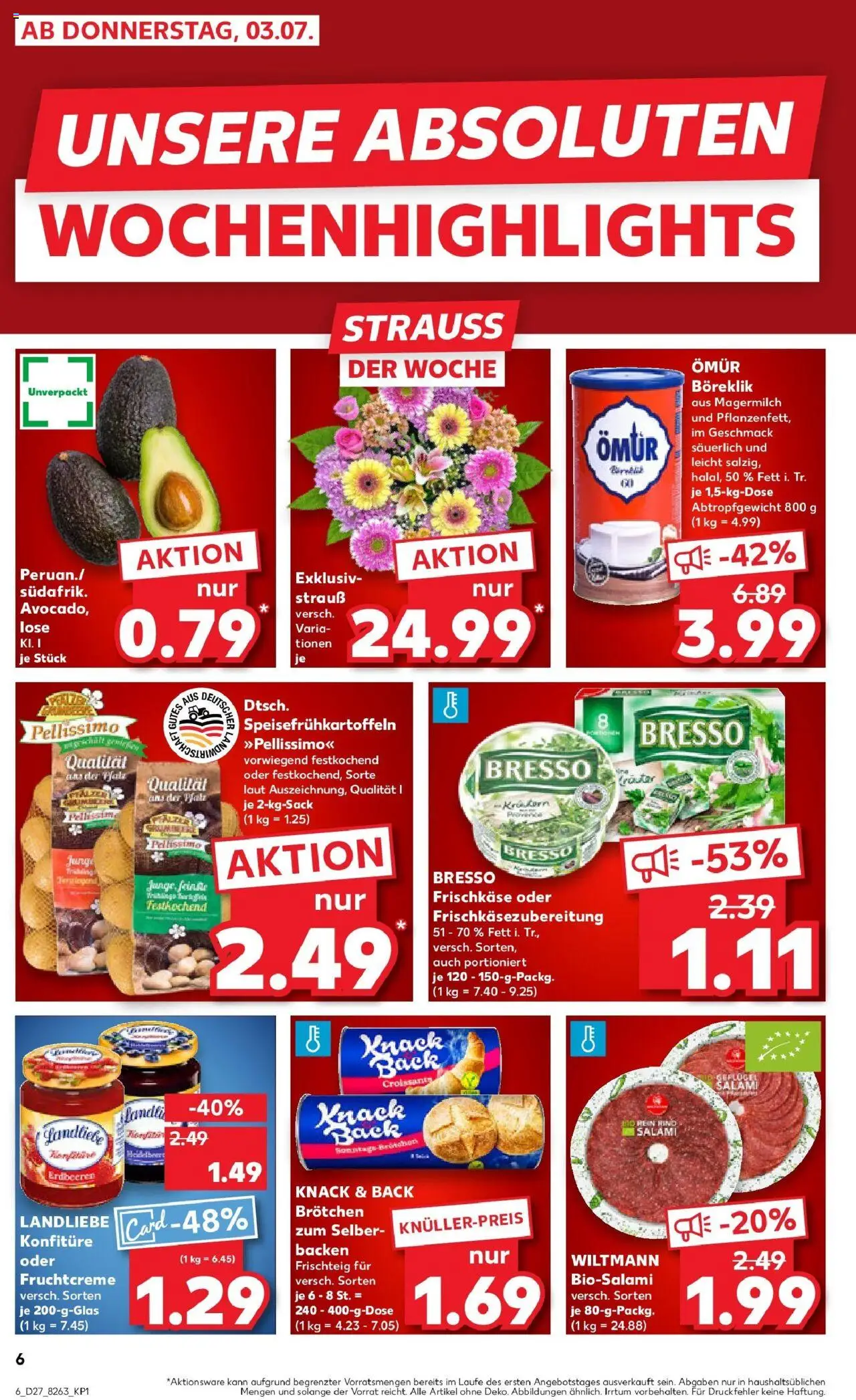 Kaufland prospekt Gütersloh	 - gültig ab dem 03.07.2025 | Seite: 6 | Produkte: Bresso, Salami, Erdbeeren, Frischkase