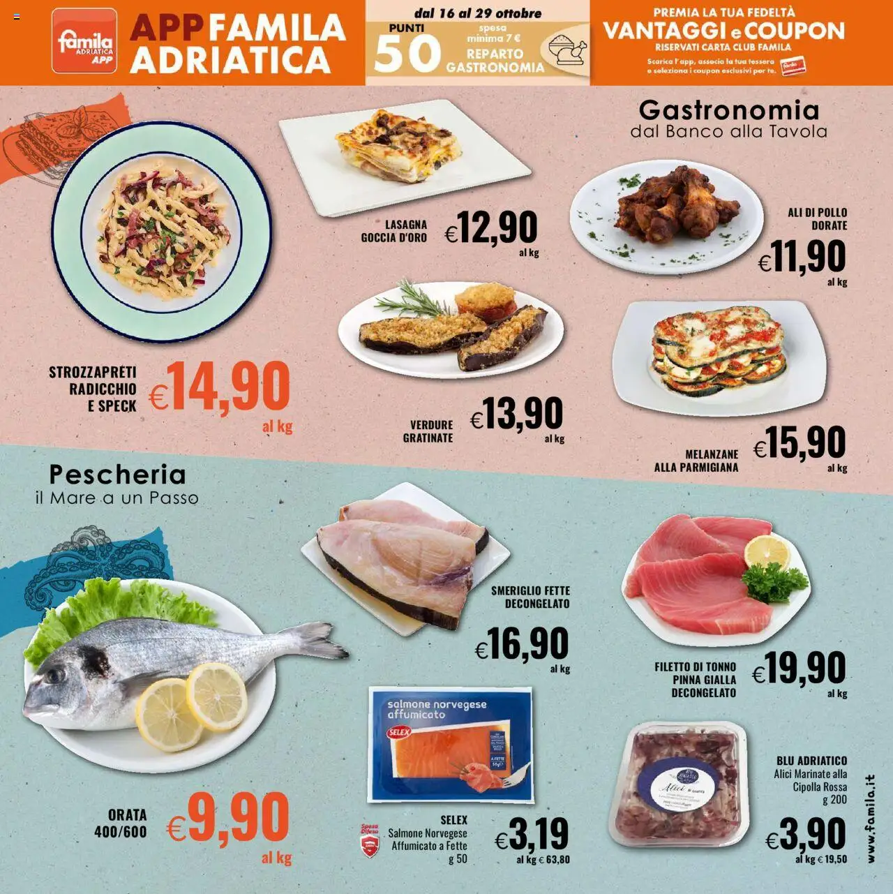 Volantino Famila del 16.10.2025 | Pagina: 5 | Prodotti: Lasagna, Tonno, Melanzane, Smeriglio