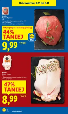 Pogląd oferty "Rzeźnik Kaczka - tuszka, 1 kg" - ważna od 06.11.2025 | Strona: 2 | Produkty: Kaczka, Szynka wieprzowa, Szynka