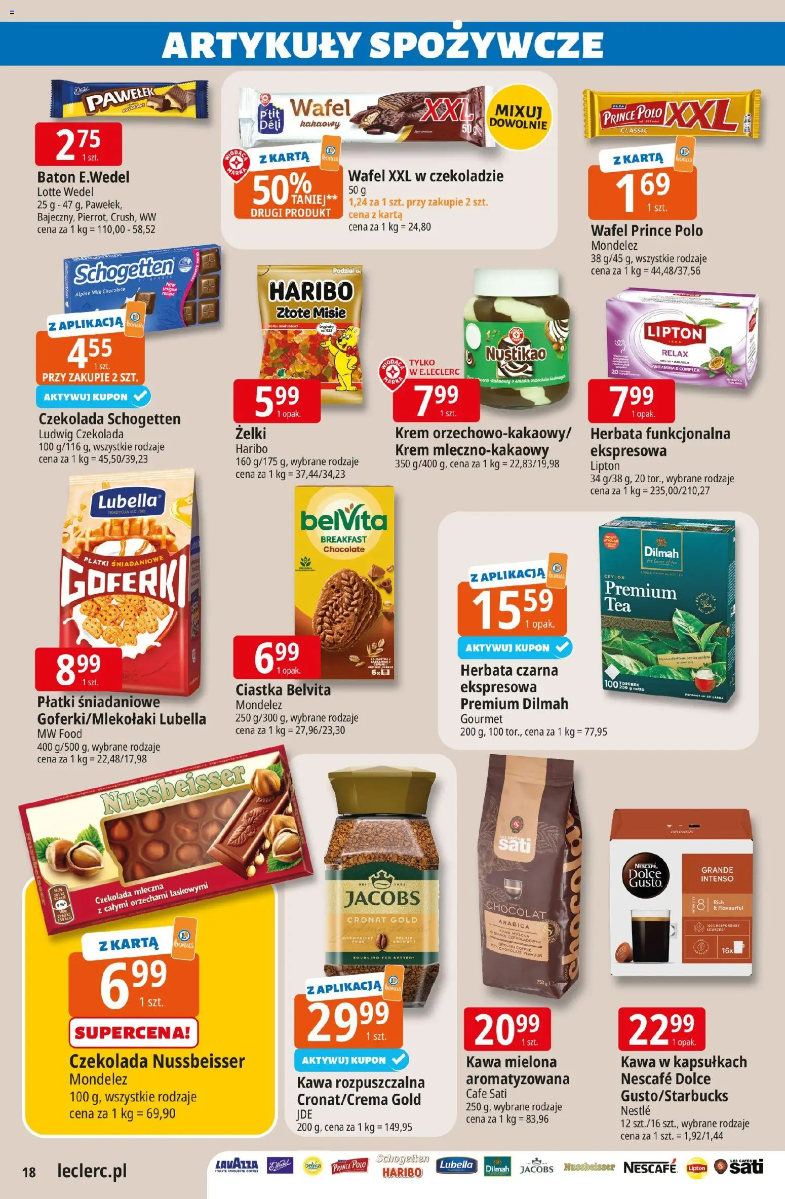 E.Leclerc gazetka - Zielona Góra od 08.04.2026 | Strona: 18 | Produkty: Karta, Nescafe, Czekolada, Krem