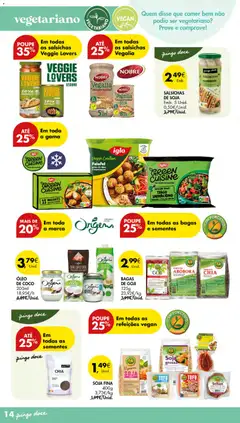 Pré-visualização SALSICHAS DE SOJA, Salsichas de soja, Emb. 5 Unid. válido de 30.10.2025 | Página: 14 | Produtos: Brócolos, Sal, Óleo, Nuggets