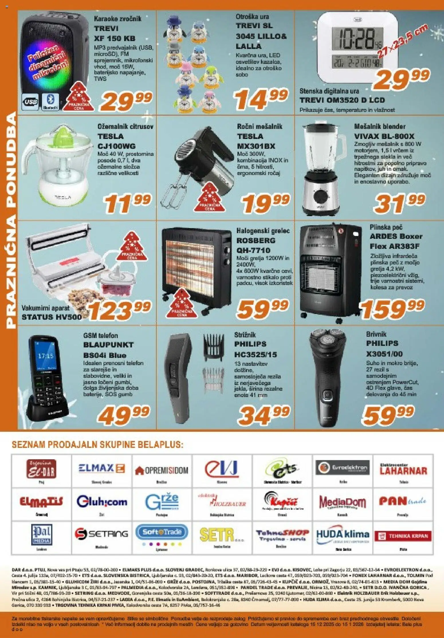 Novi Bela plus katalog ponudbe – veljaven od 15.12.2025 | Stran: 8 | Izdelki: Predvajalnik, Strižnik, Brivnik, Gsm telefon