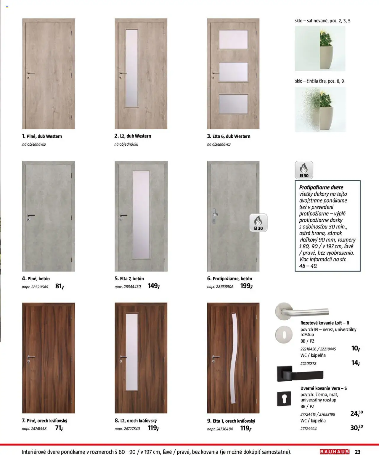 Nové Bauhaus akcie – leták je platný od 08.09.2025 | Strana: 23 | Produkty: Kovanie, Dvere, Wc, Interiérové dvere