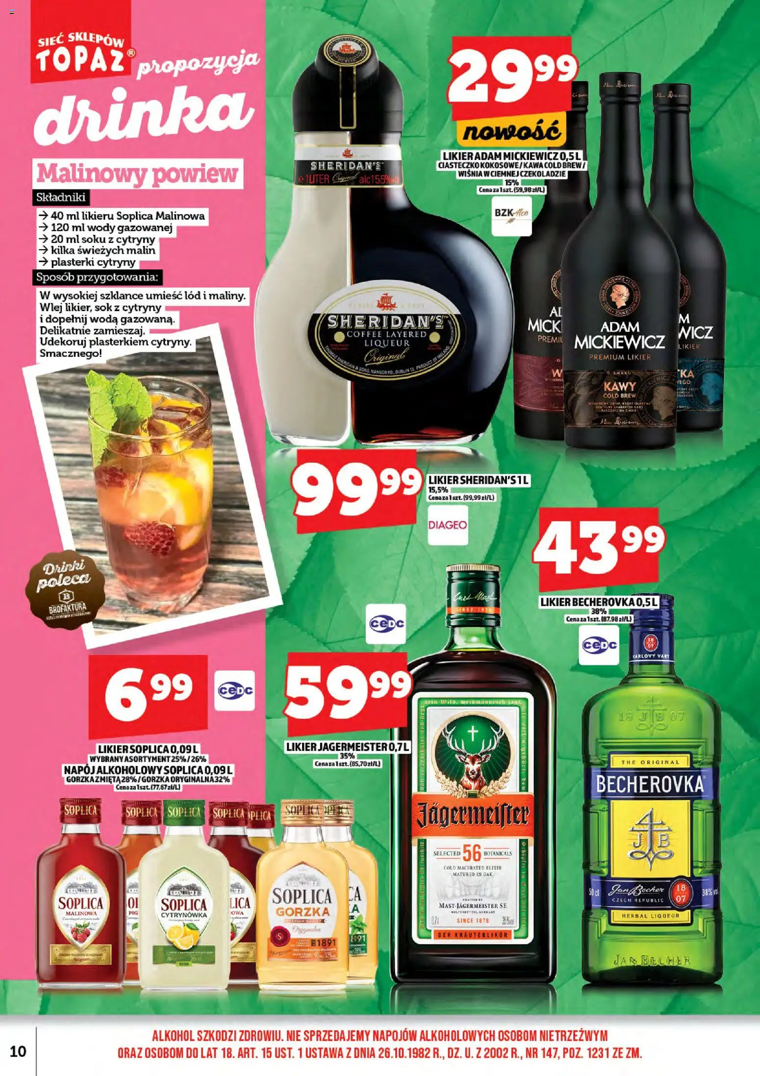 Topaz Gazetka alkoholowa od 01.11.2025 | Strona: 12 | Produkty: Jagermeister, Sok, Alkohol, Woda