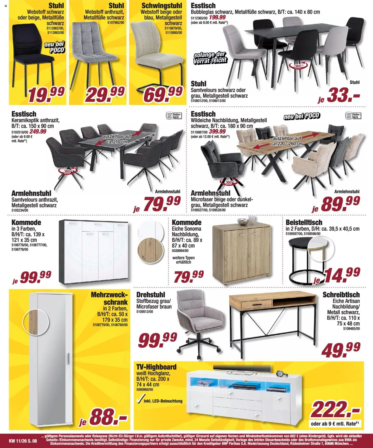 Poco Prospekt 	 – gültig ab 08.03.2026 | Seite: 8 | Produkte: Beistelltisch, Esstisch, Kommode, Schrank