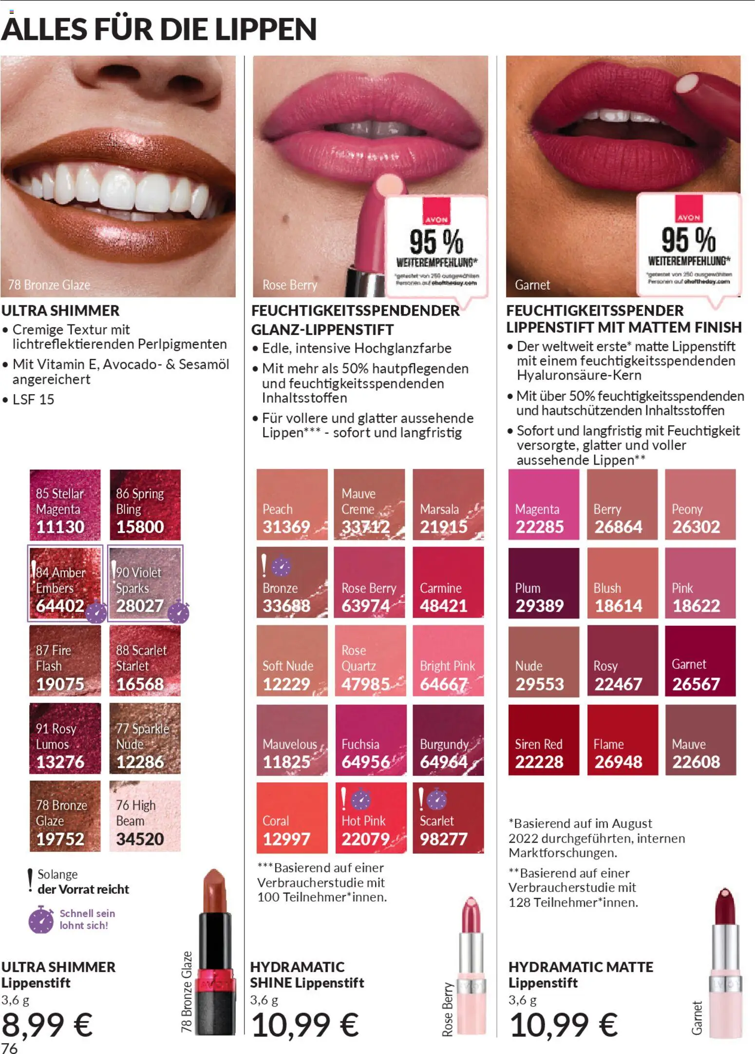 AVON Katalog Dezember 2025 – gültig ab 01.12.2025 | Seite: 78 | Produkte: Lippenstift, Creme, Avocado, Blush